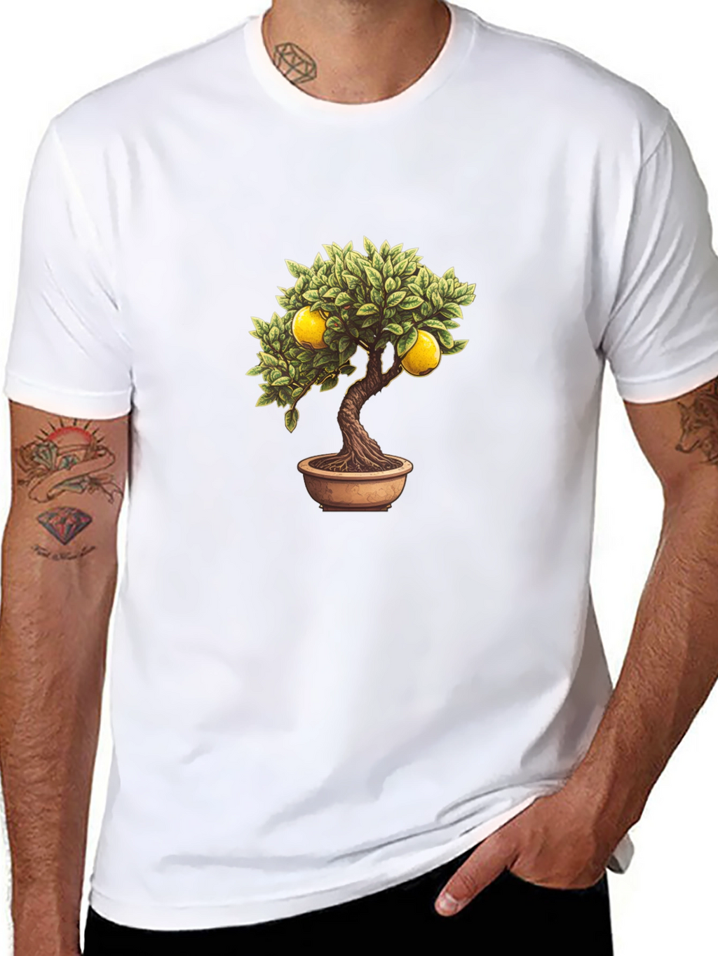 Lemon Bonsai Tree Graphic Tee - Black