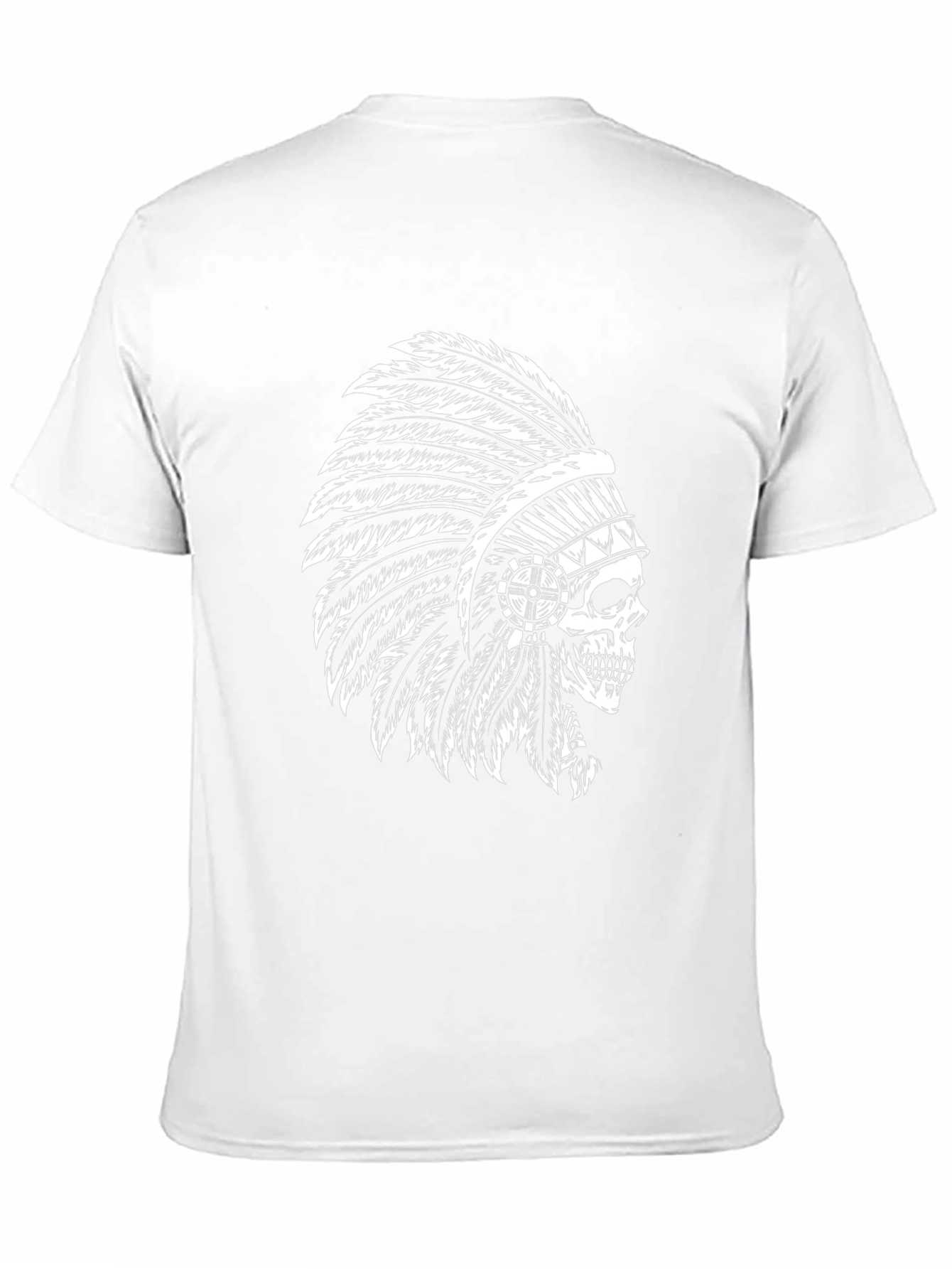 Black T-Shirt with Skull Chief Headdress Design