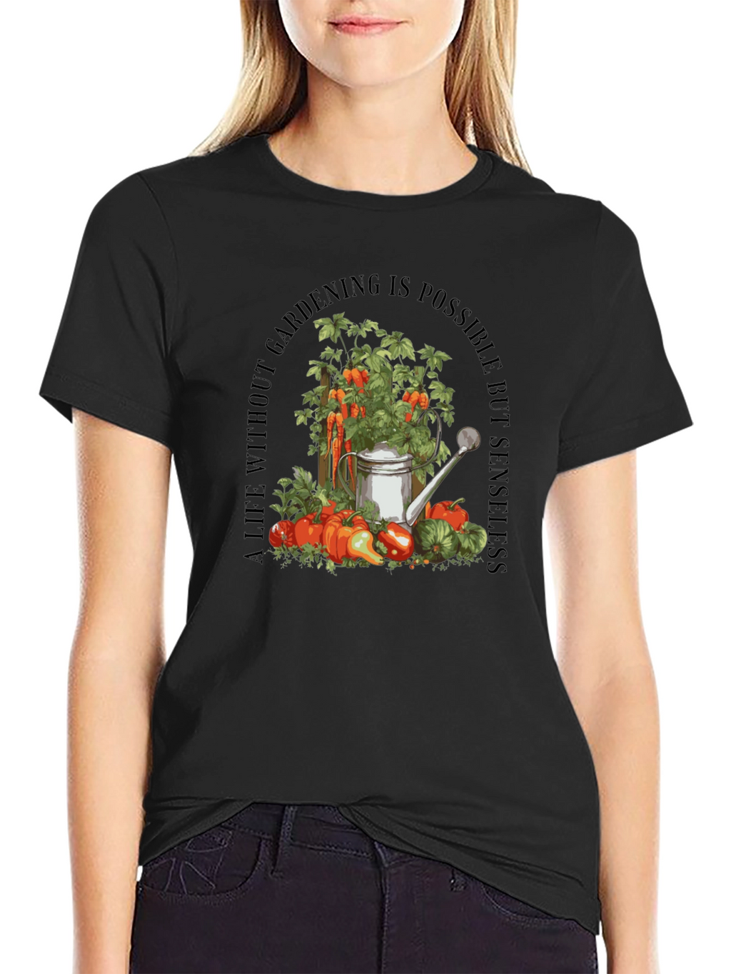 Gardening Theme Black T-Shirt