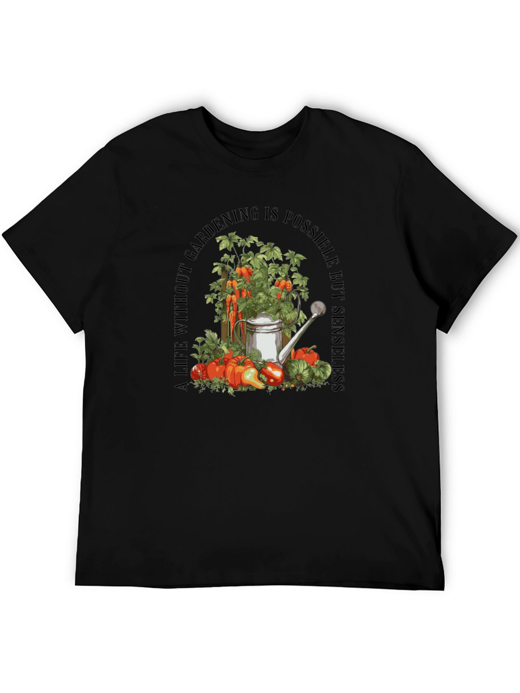 Gardening Theme Black T-Shirt