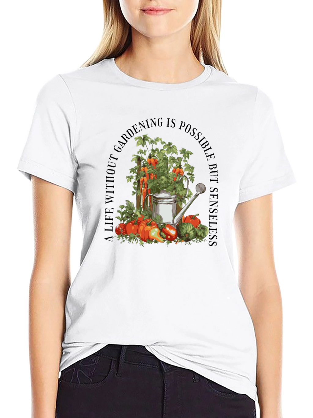 Gardening Theme Black T-Shirt