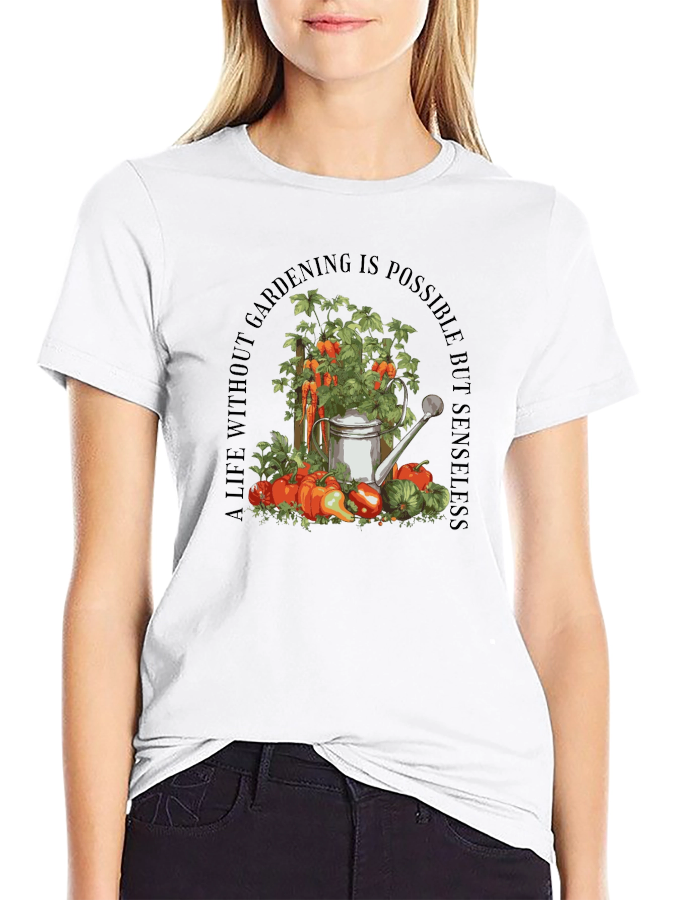 Gardening Theme Black T-Shirt
