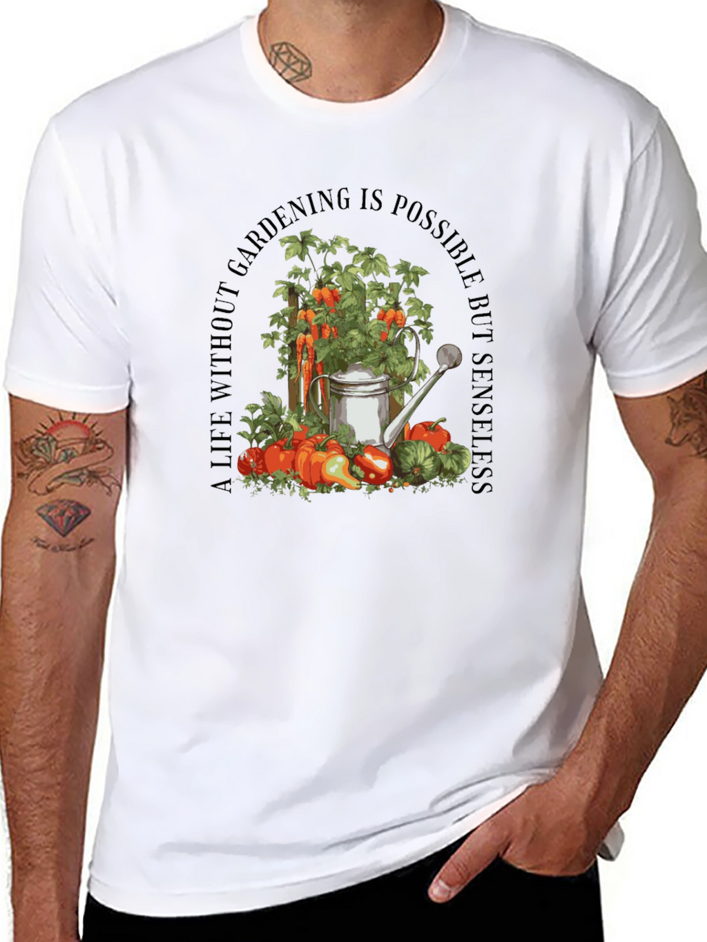 Gardening Theme Black T-Shirt