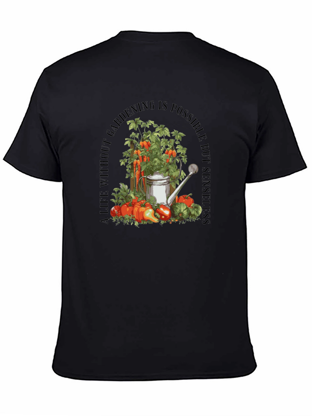 Gardening Theme Black T-Shirt