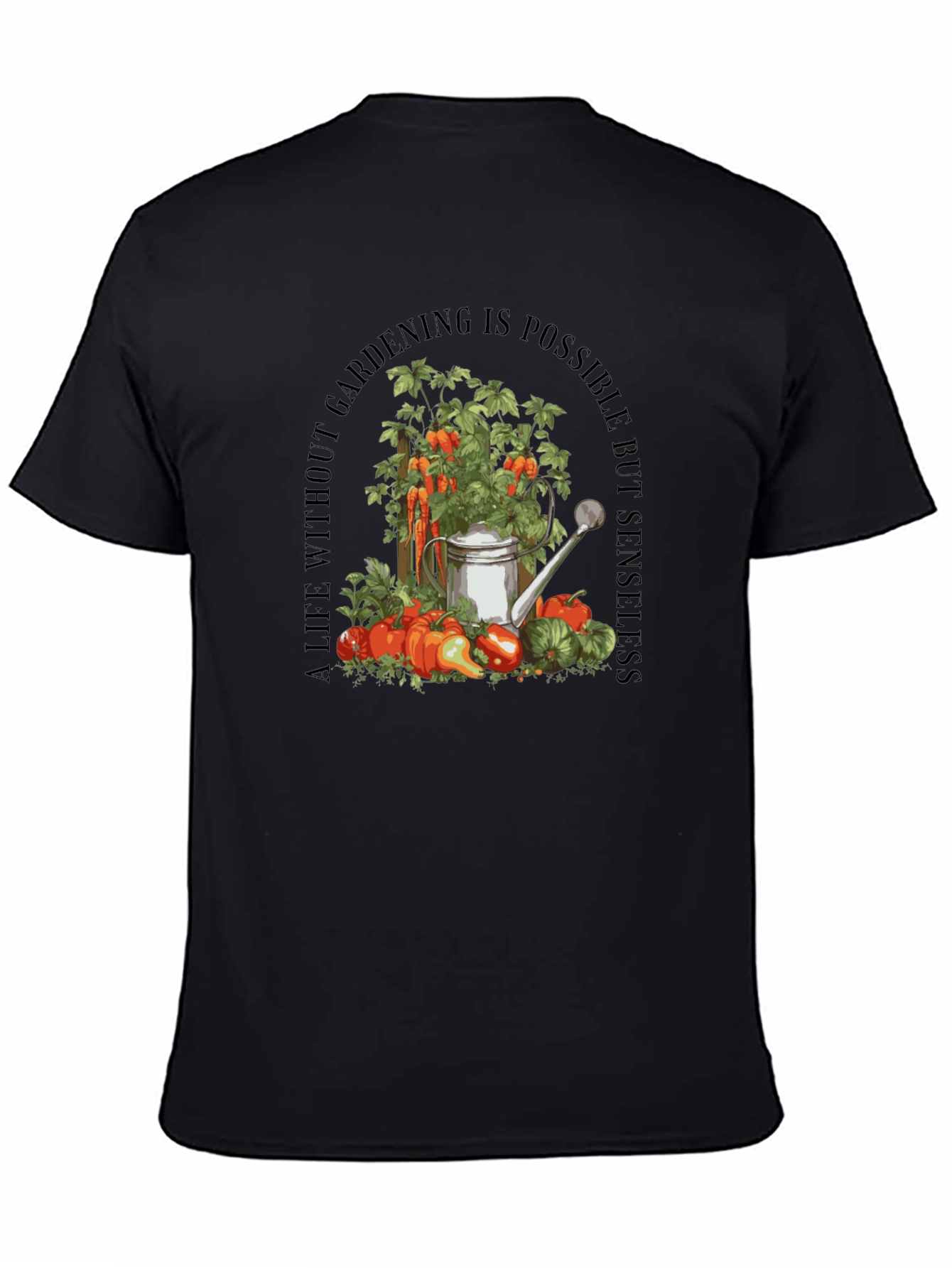 Gardening Theme Black T-Shirt