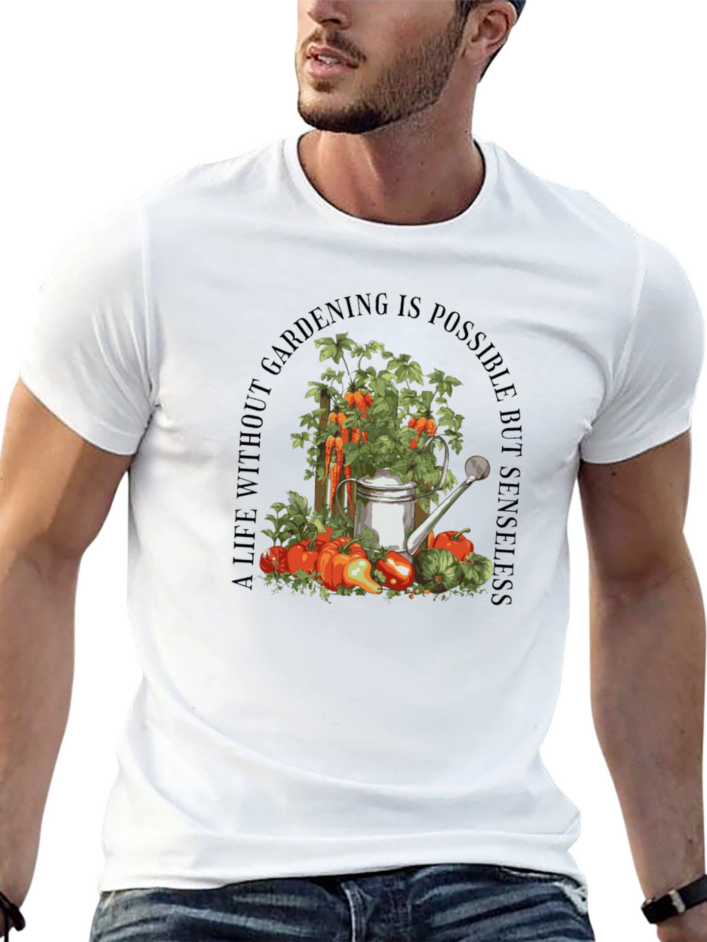 Gardening Theme Black T-Shirt