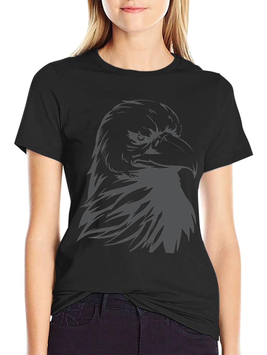 Mens Eagle Graphic Print Black T-Shirt