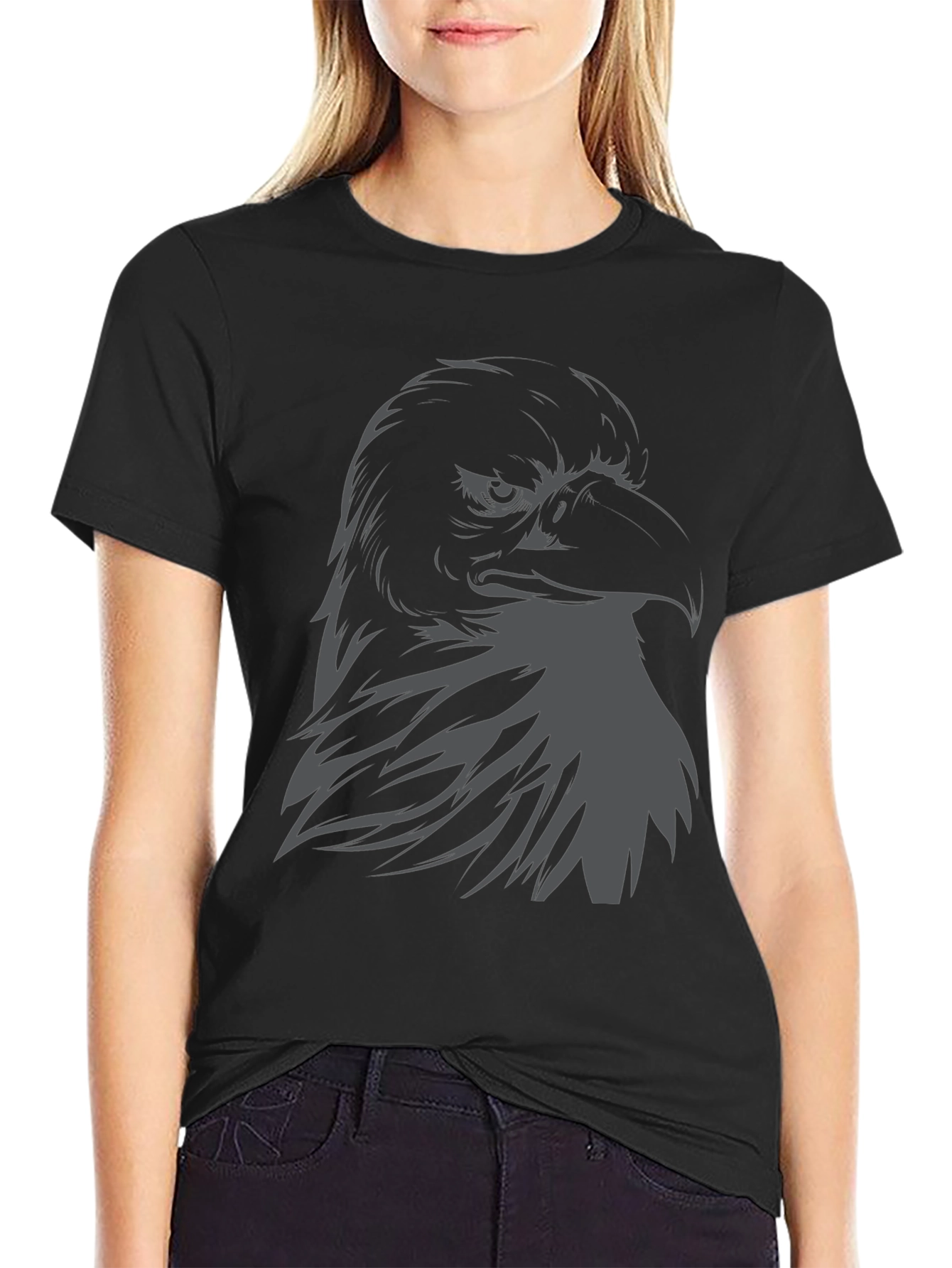 Mens Eagle Graphic Print Black T-Shirt