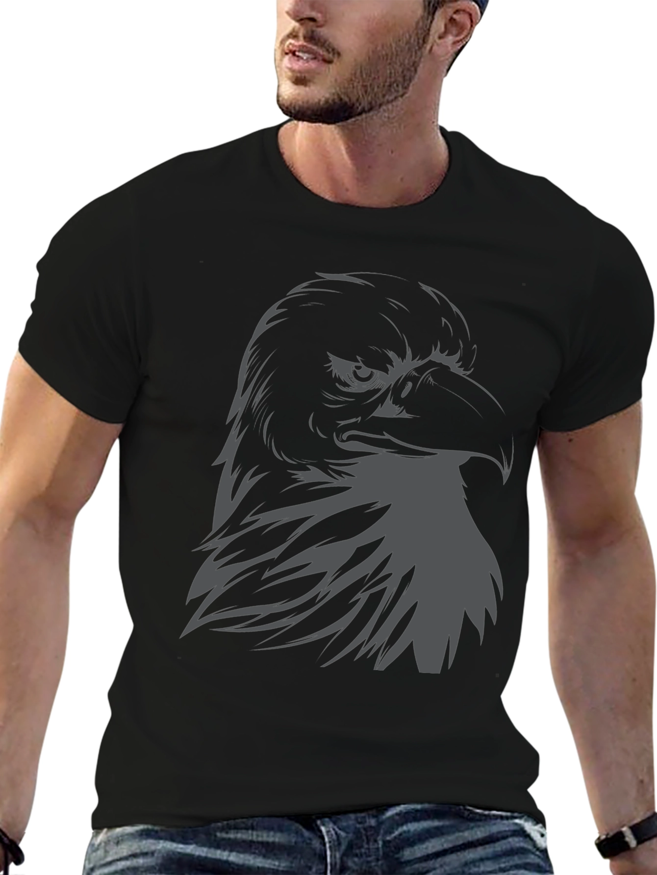 Mens Eagle Graphic Print Black T-Shirt