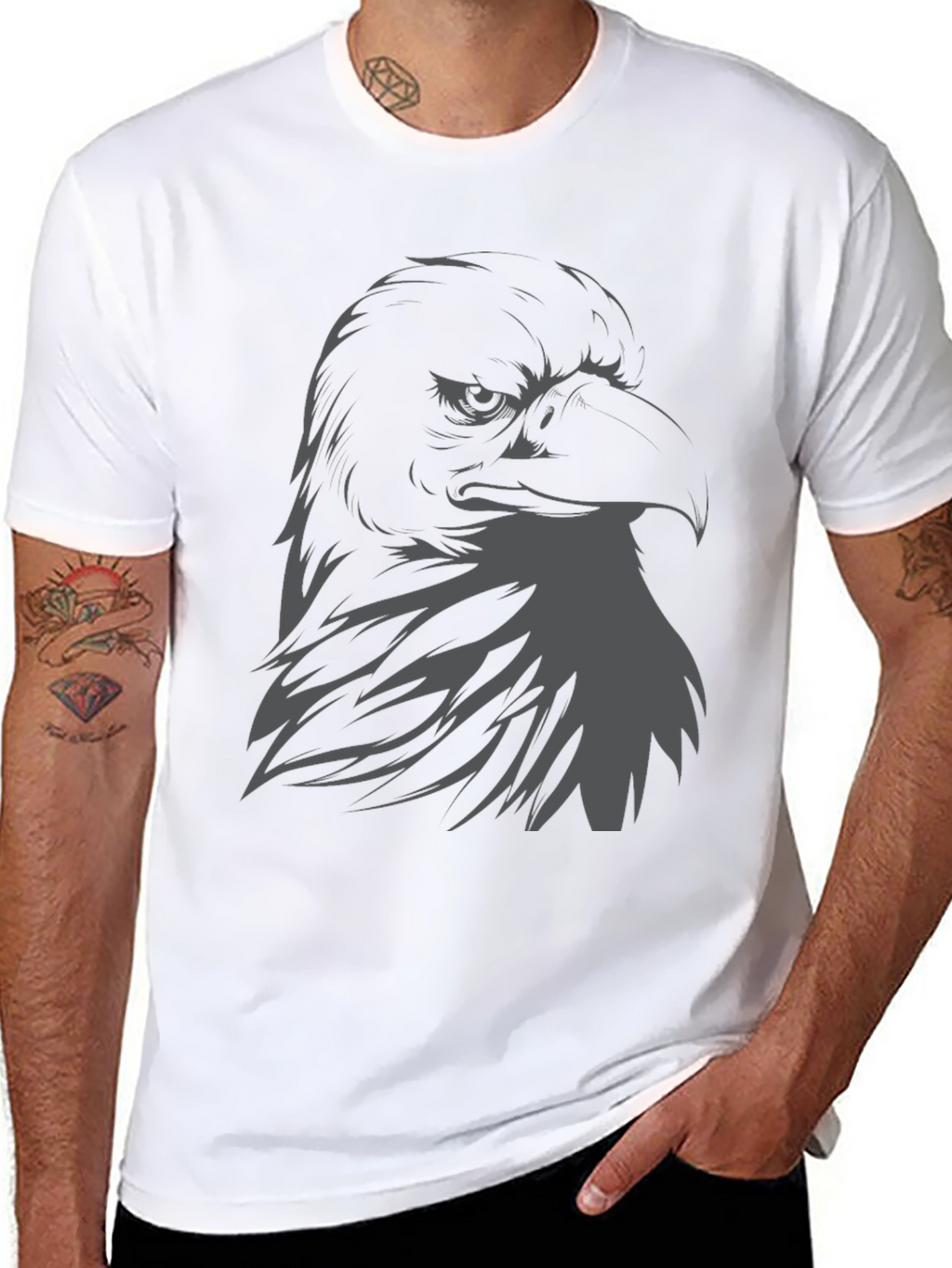 Mens Eagle Graphic Print Black T-Shirt
