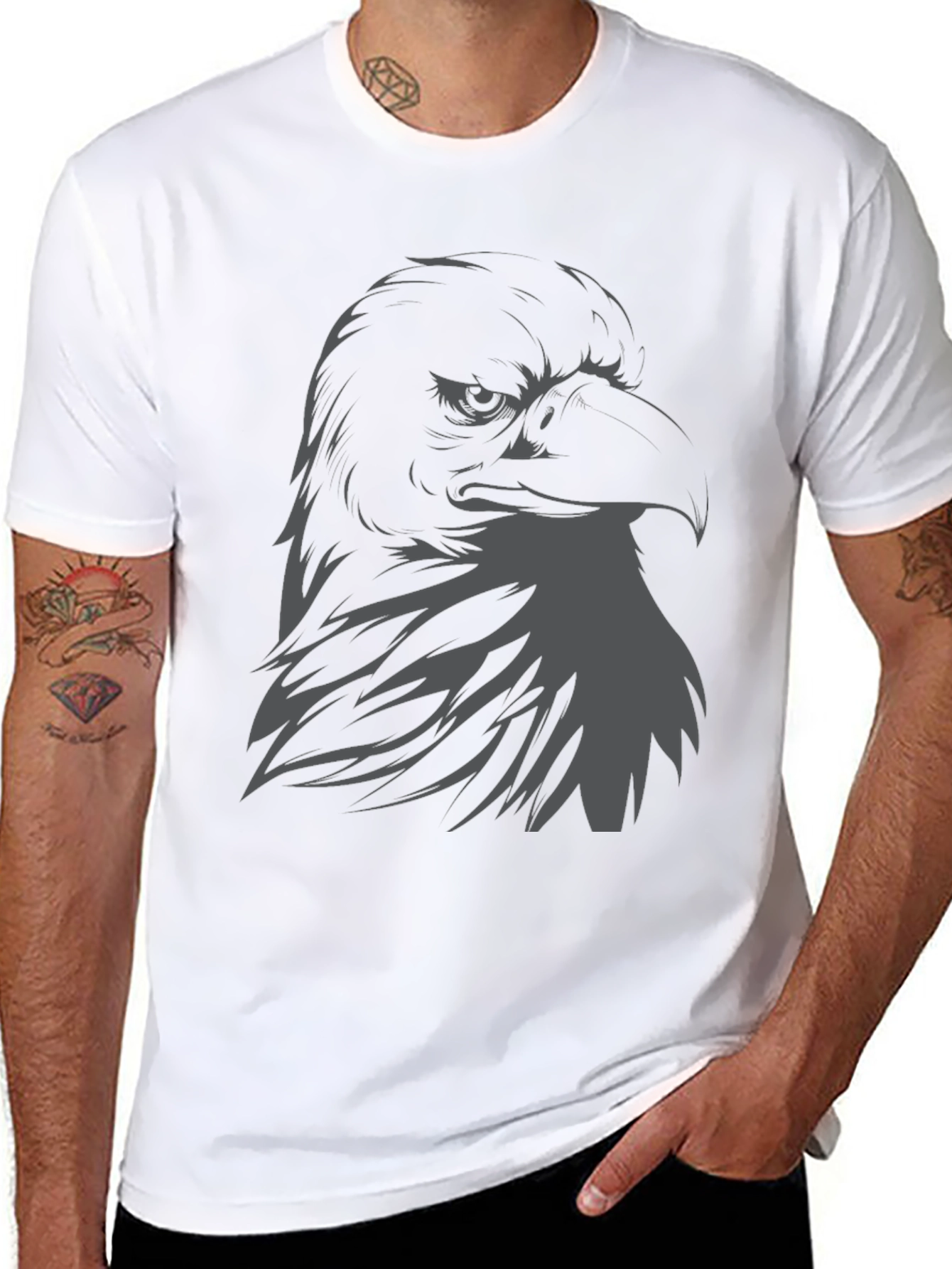 Mens Eagle Graphic Print Black T-Shirt