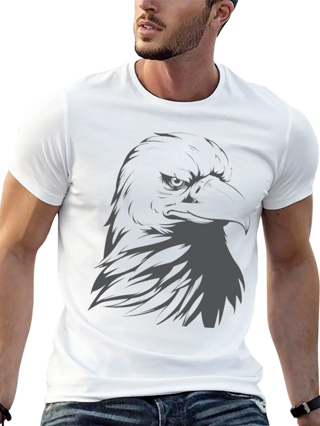 Mens Eagle Graphic Print Black T-Shirt