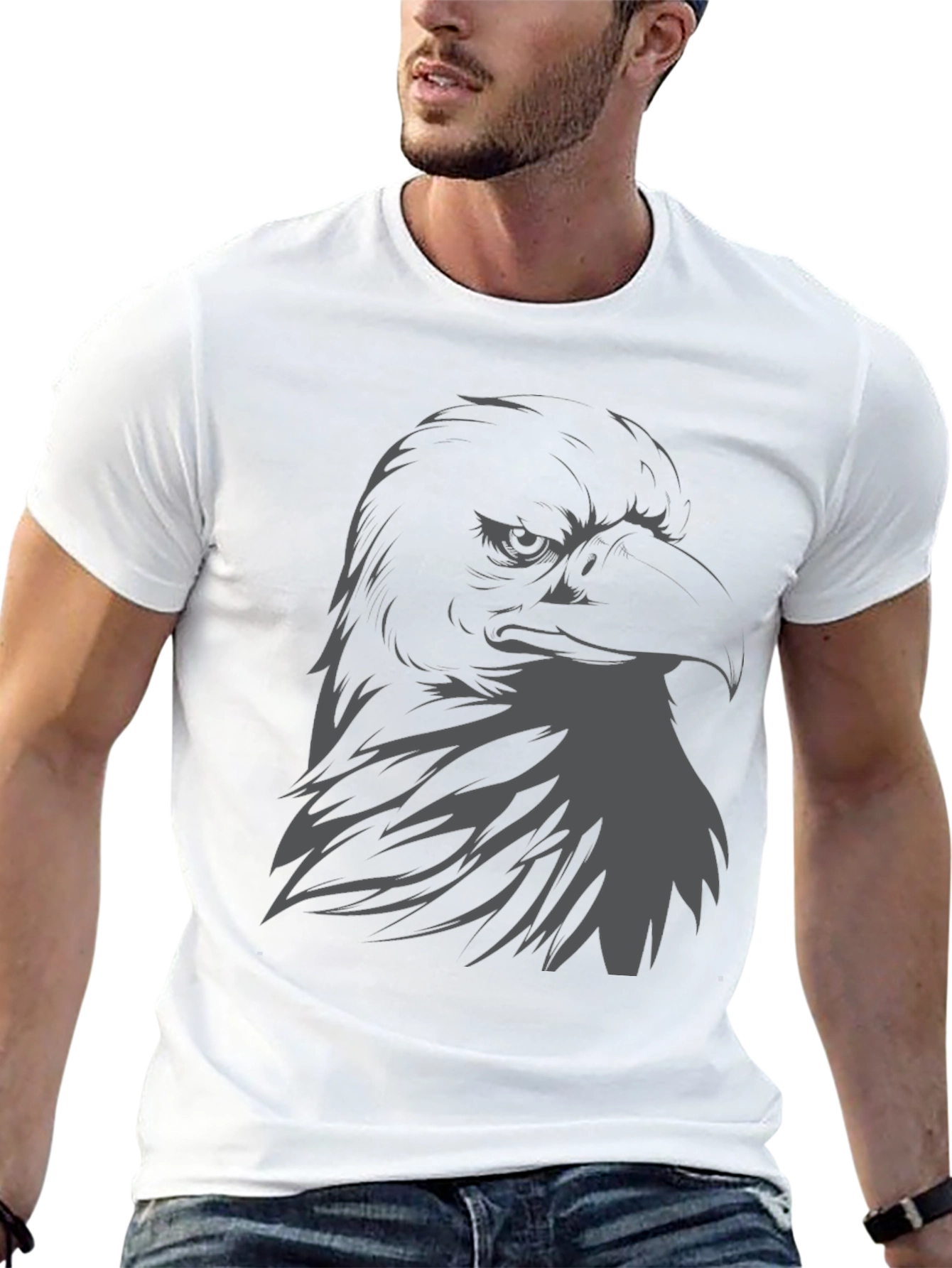 Mens Eagle Graphic Print Black T-Shirt