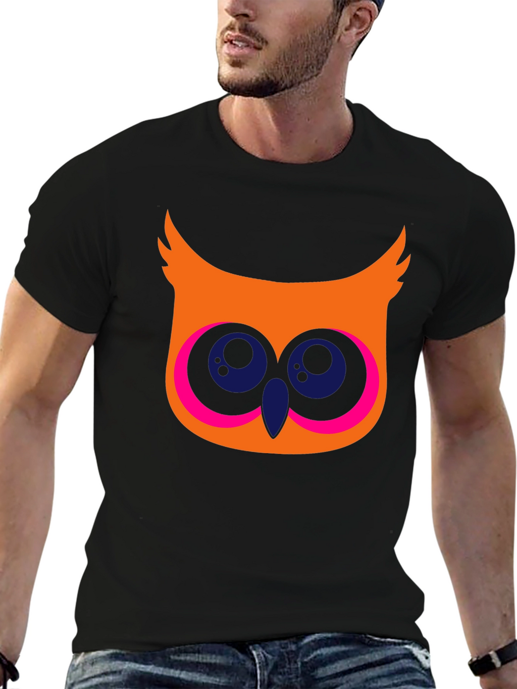 Cool Owl Graphic T-Shirt - Black Cotton Tee