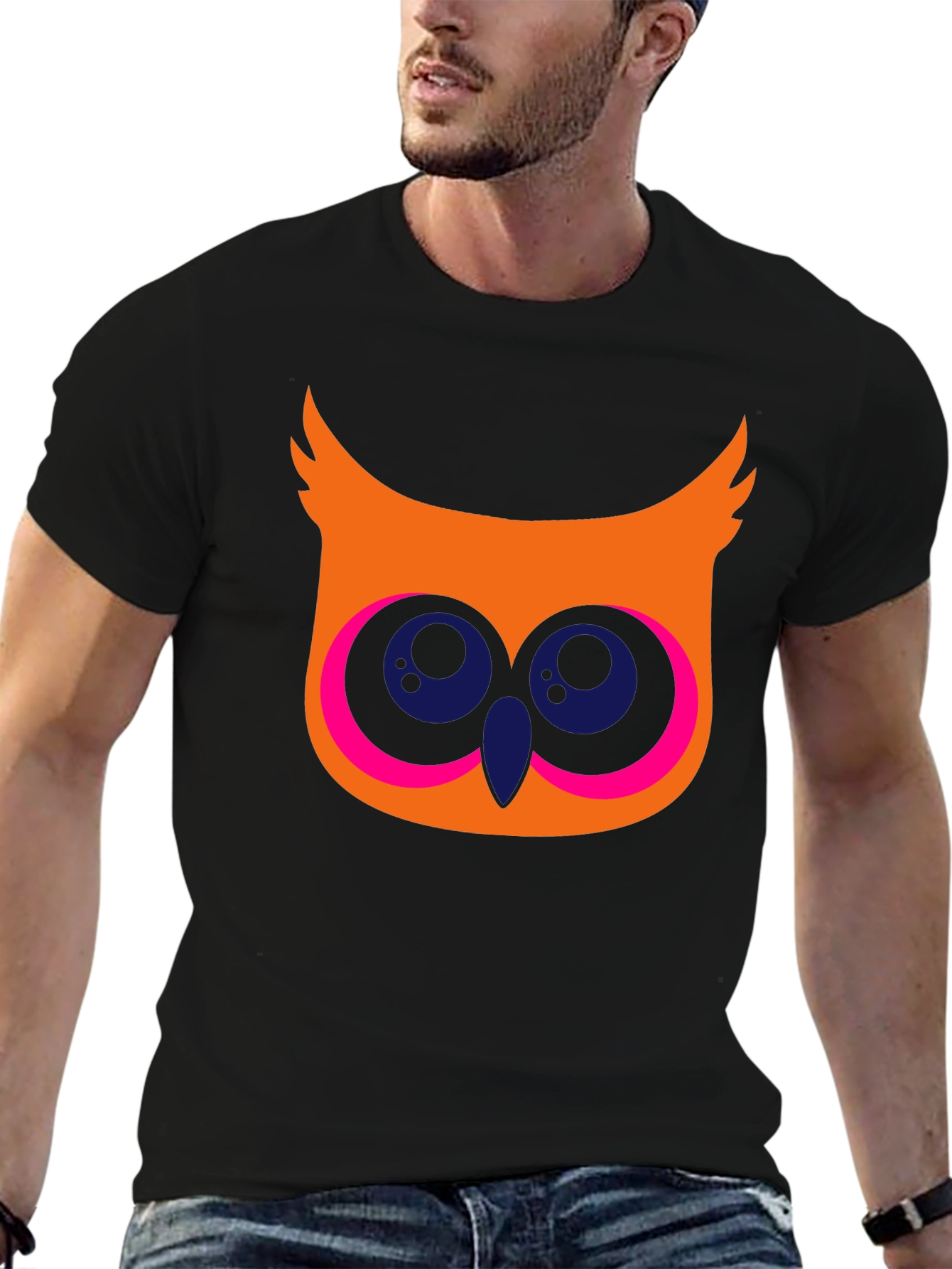 Cool Owl Graphic T-Shirt - Black Cotton Tee