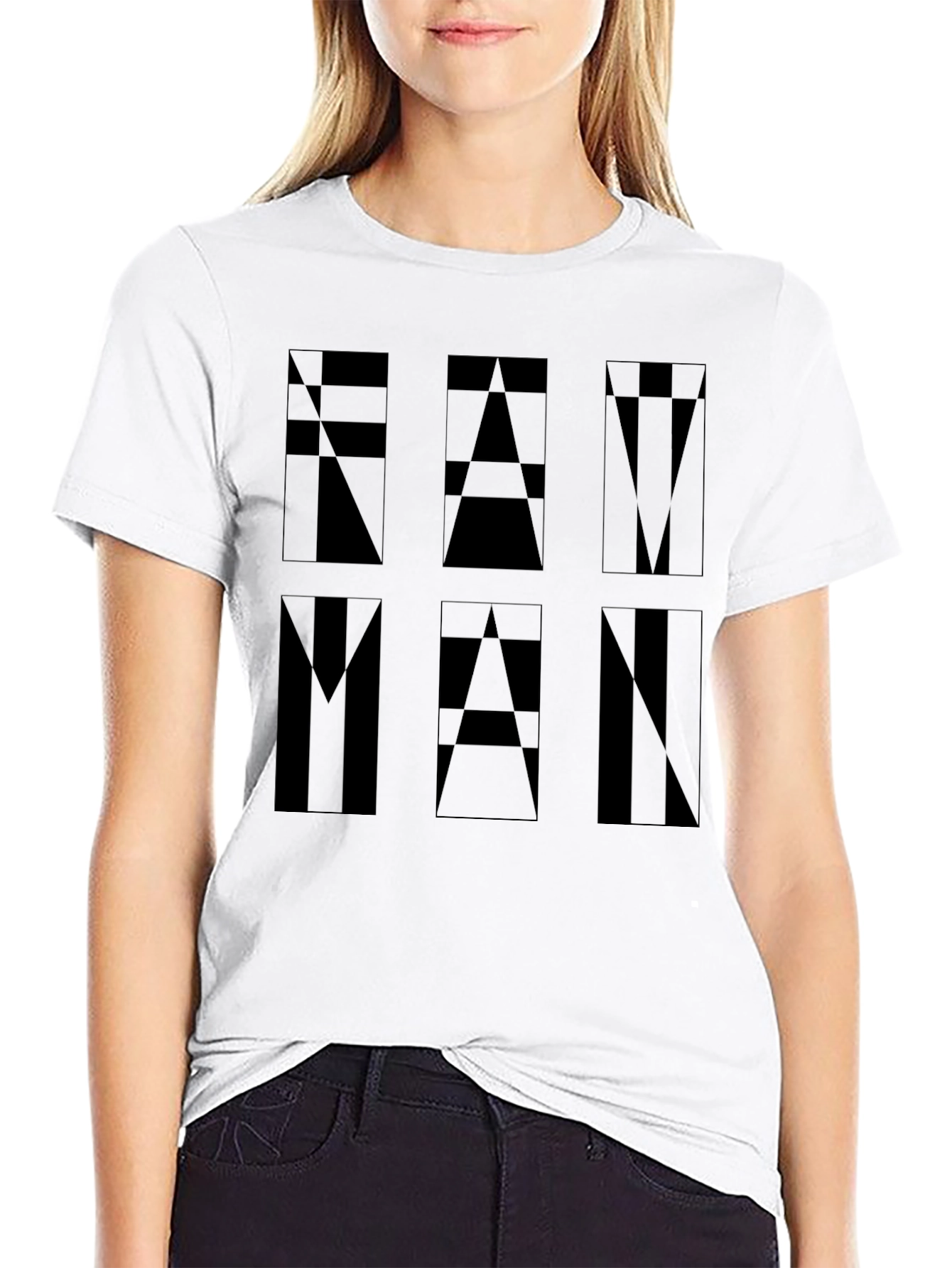 Geometric FAM MAN Graphic Tee - Black