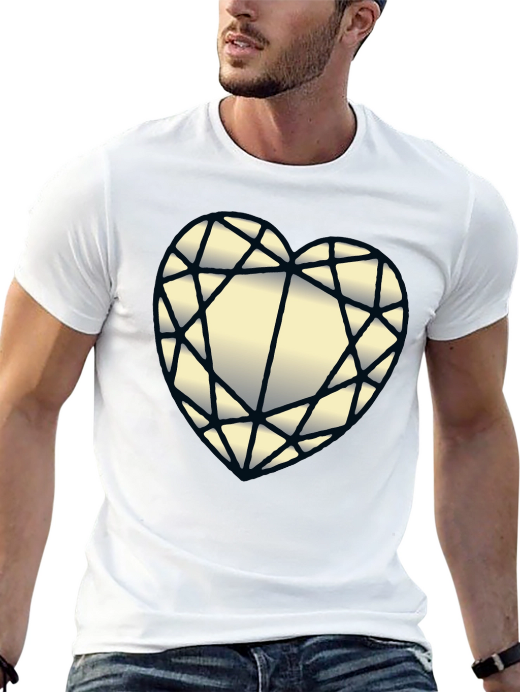 Diamond Heart Graphic Black T-Shirt