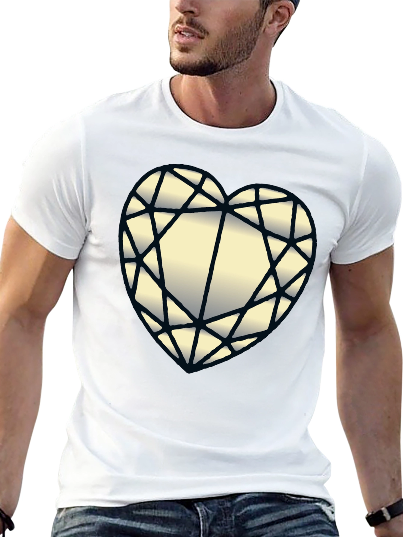 Diamond Heart Graphic Black T-Shirt