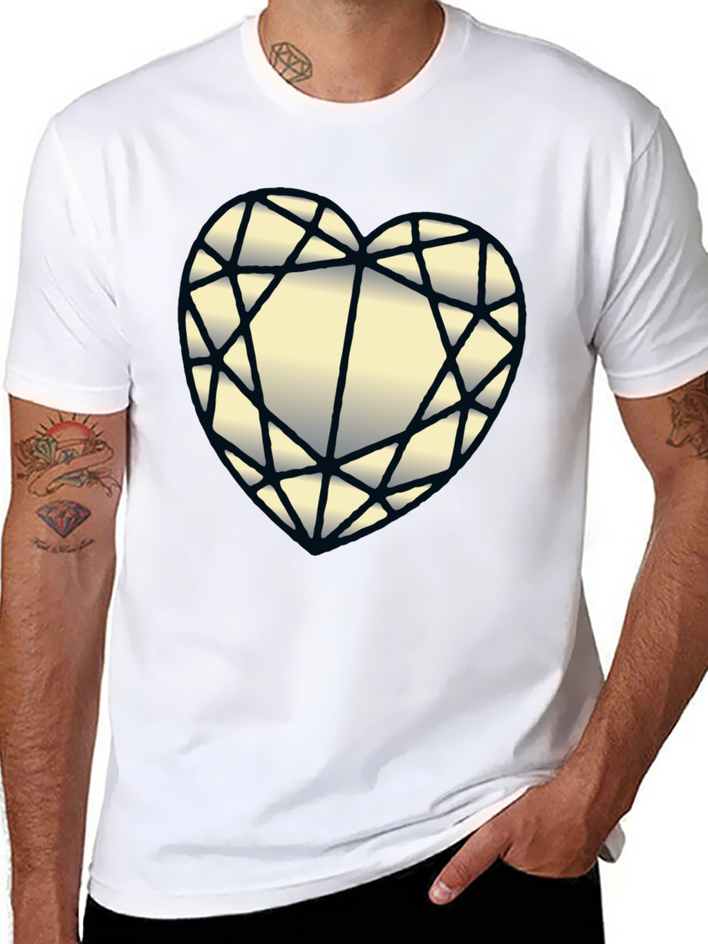 Diamond Heart Graphic Black T-Shirt