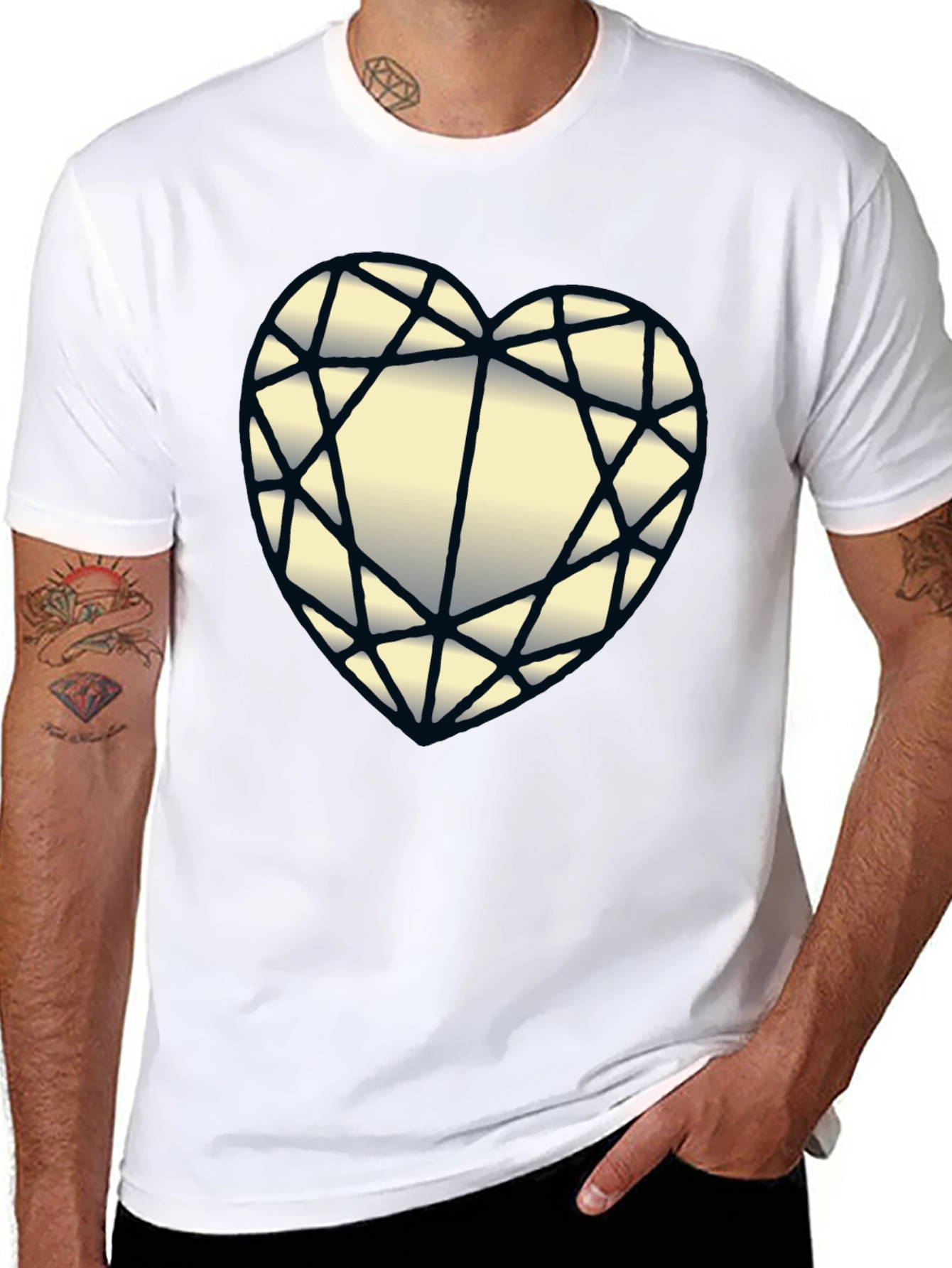 Diamond Heart Graphic Black T-Shirt
