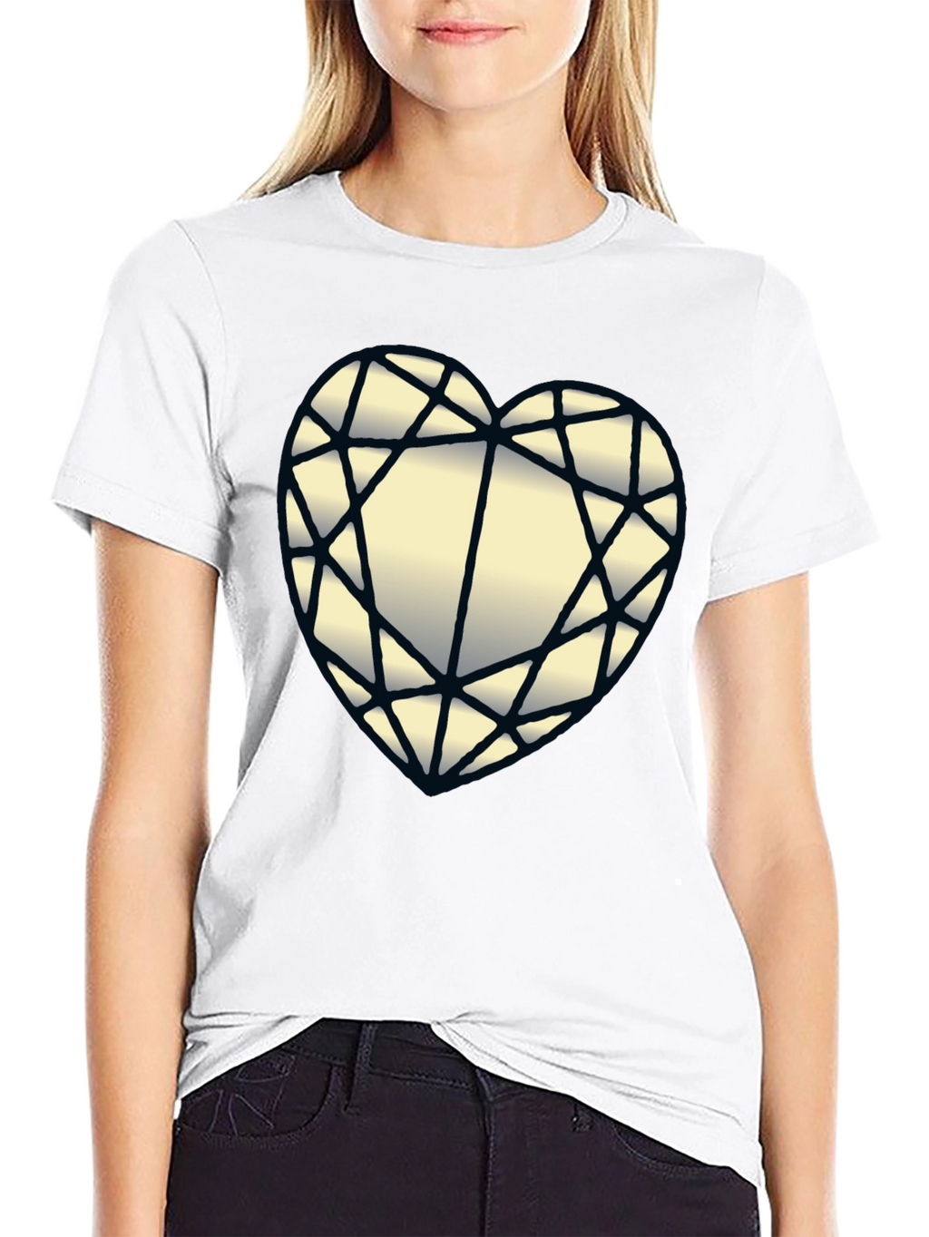 Diamond Heart Graphic Black T-Shirt