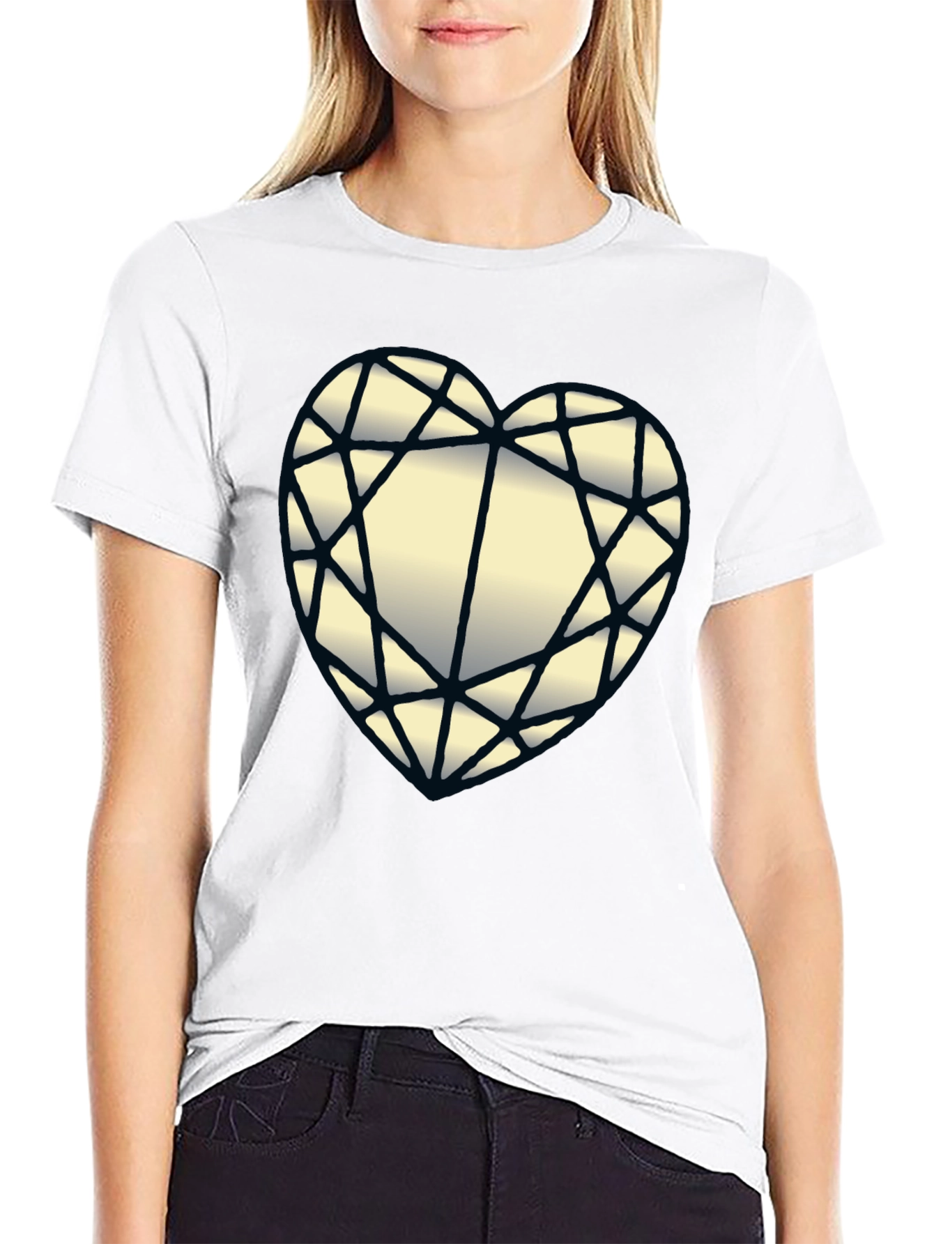 Diamond Heart Graphic Black T-Shirt