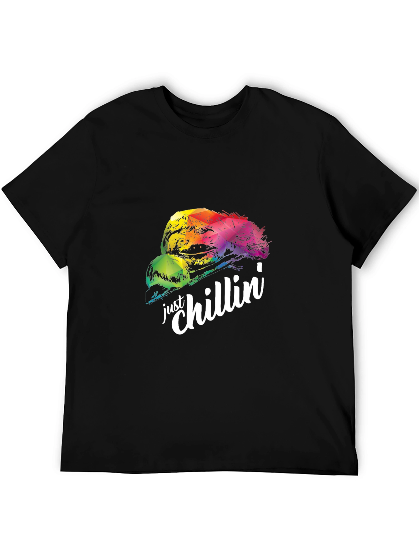 Just Chillin Sloth Graphic Tee - Black Cotton Comfort