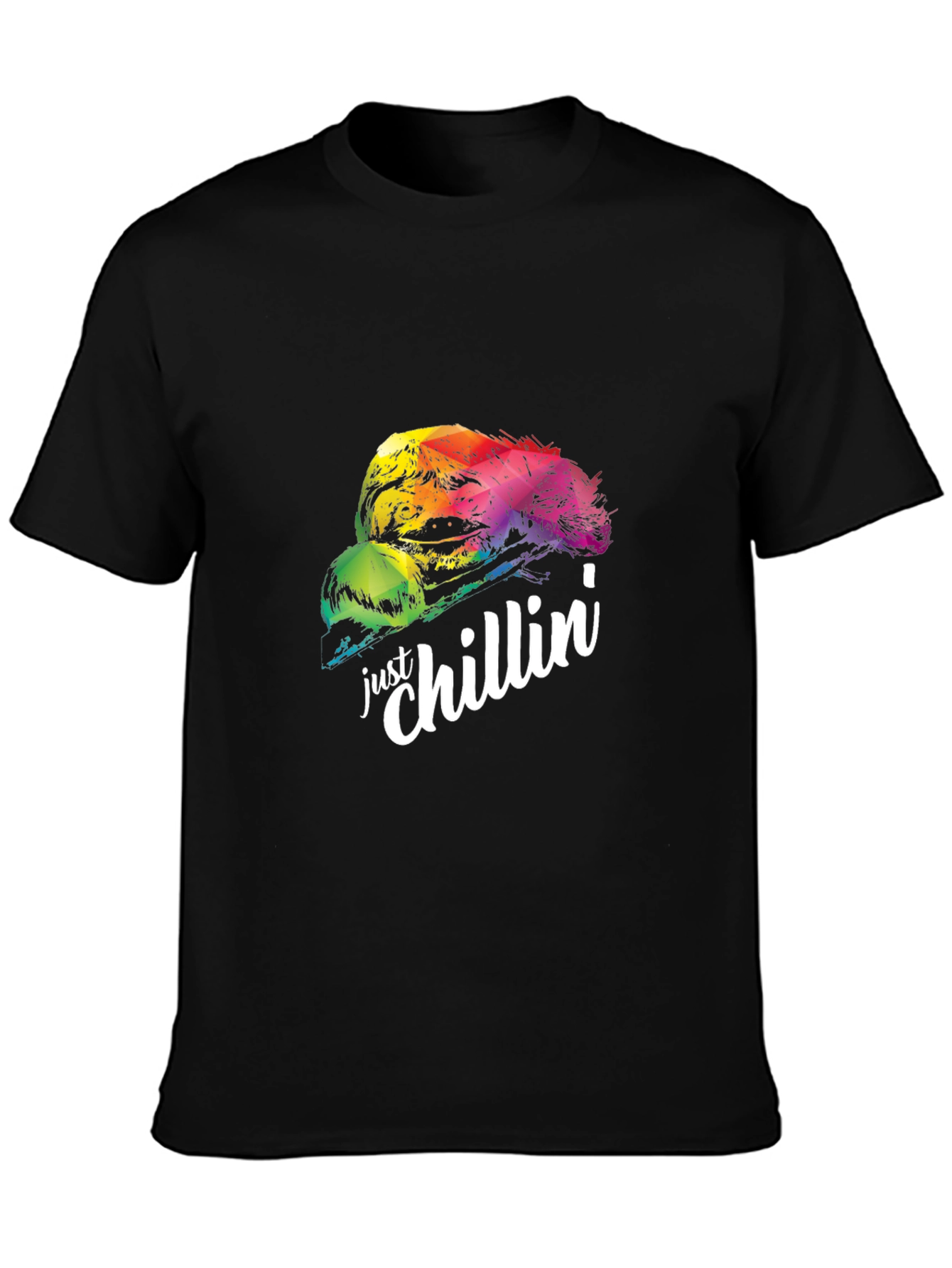 Just Chillin Sloth Graphic Tee - Black Cotton Comfort