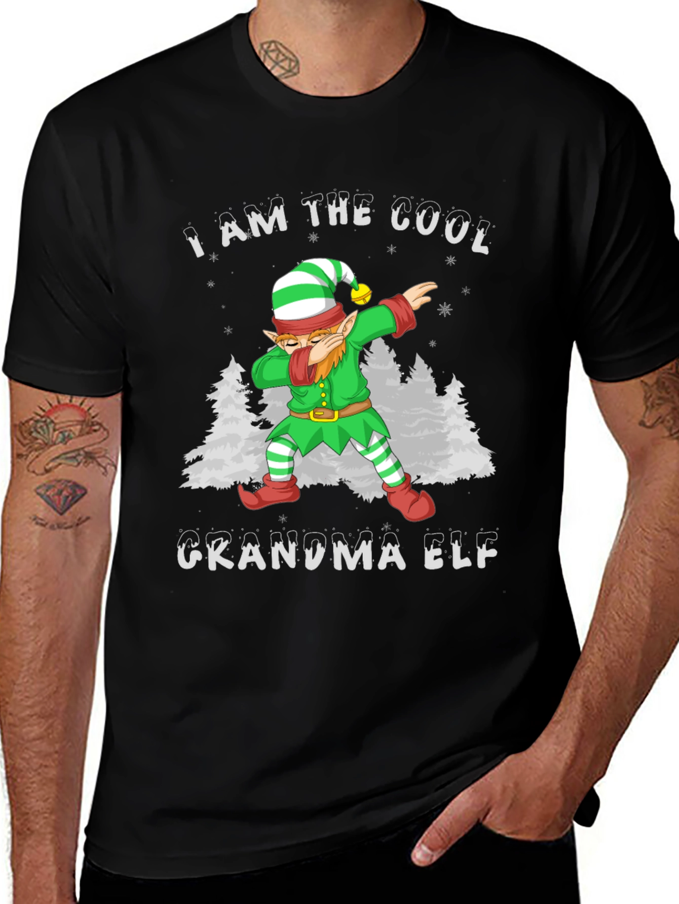 Cool Grandma Elf Dabbing Christmas T-Shirt