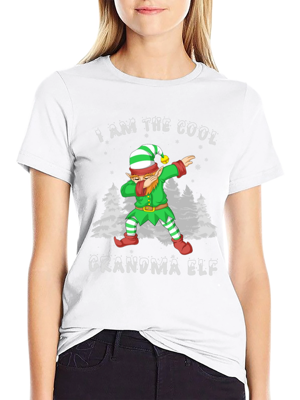 Cool Grandma Elf Dabbing Christmas T-Shirt