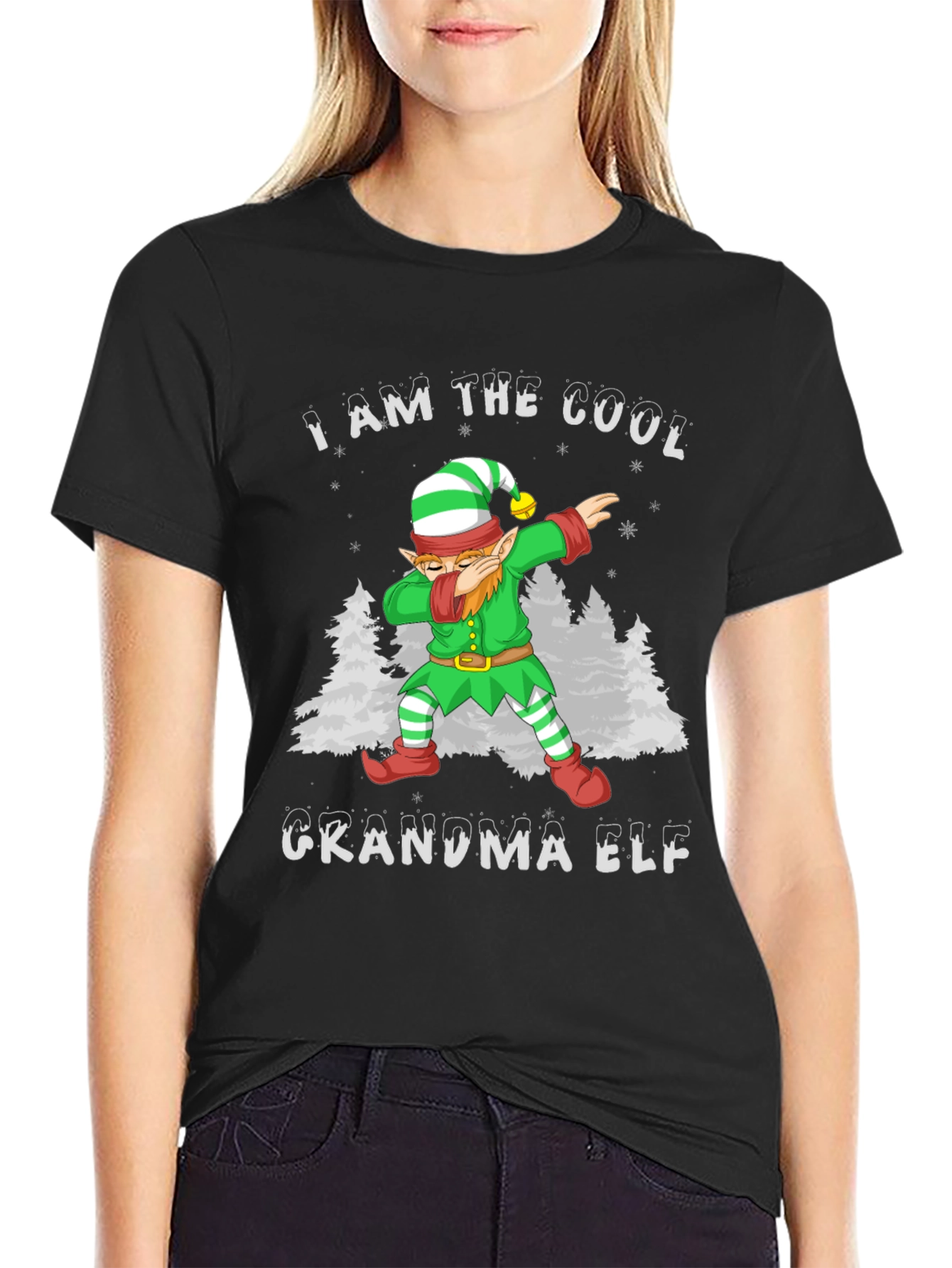 Cool Grandma Elf Dabbing Christmas T-Shirt