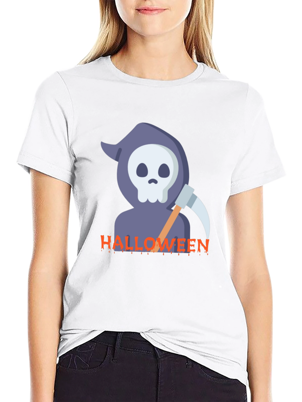 Halloween Reaper Graphic Black T-Shirt