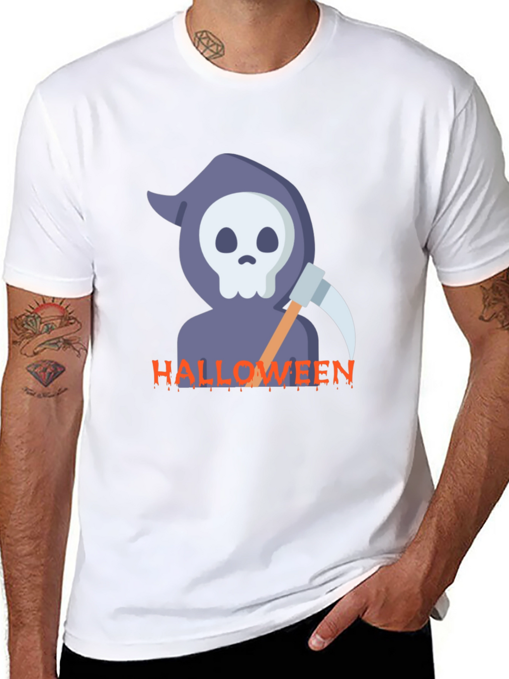 Halloween Reaper Graphic Black T-Shirt