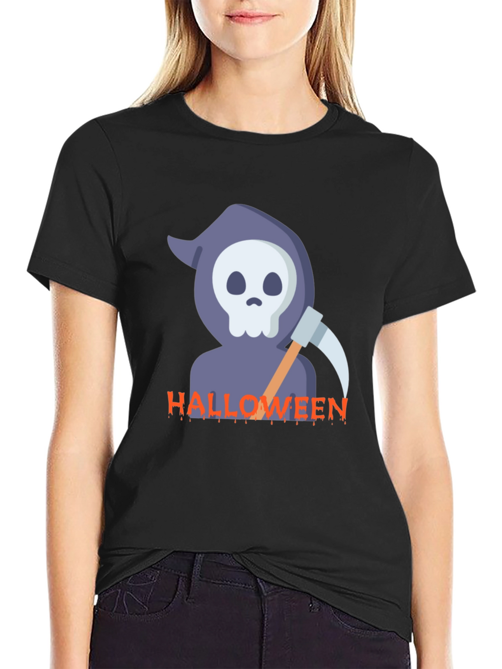Halloween Reaper Graphic Black T-Shirt