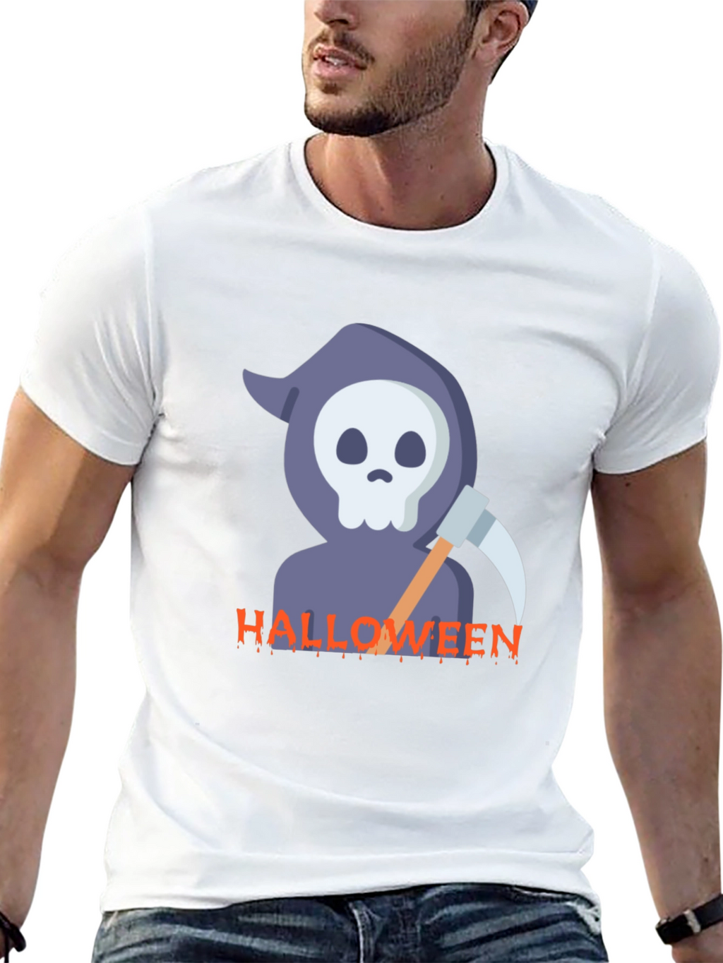 Halloween Reaper Graphic Black T-Shirt