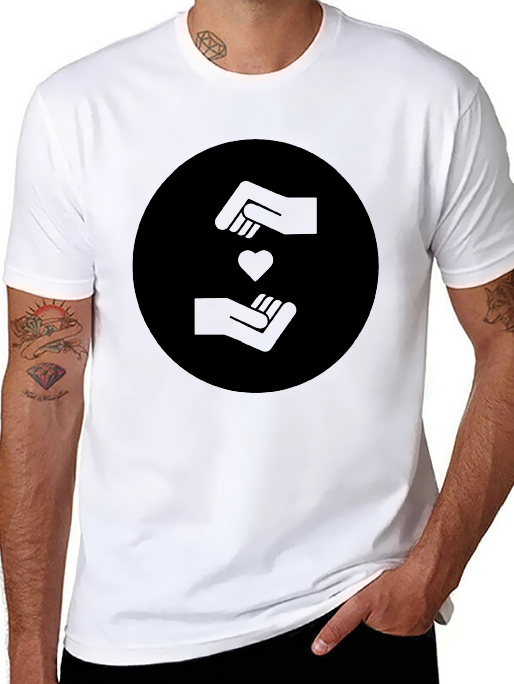 Heart Hands Graphic Black T-Shirt