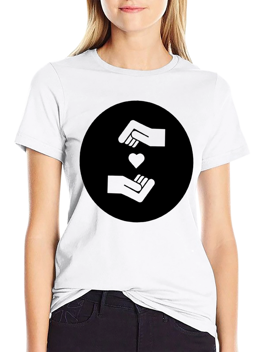 Heart Hands Graphic Black T-Shirt