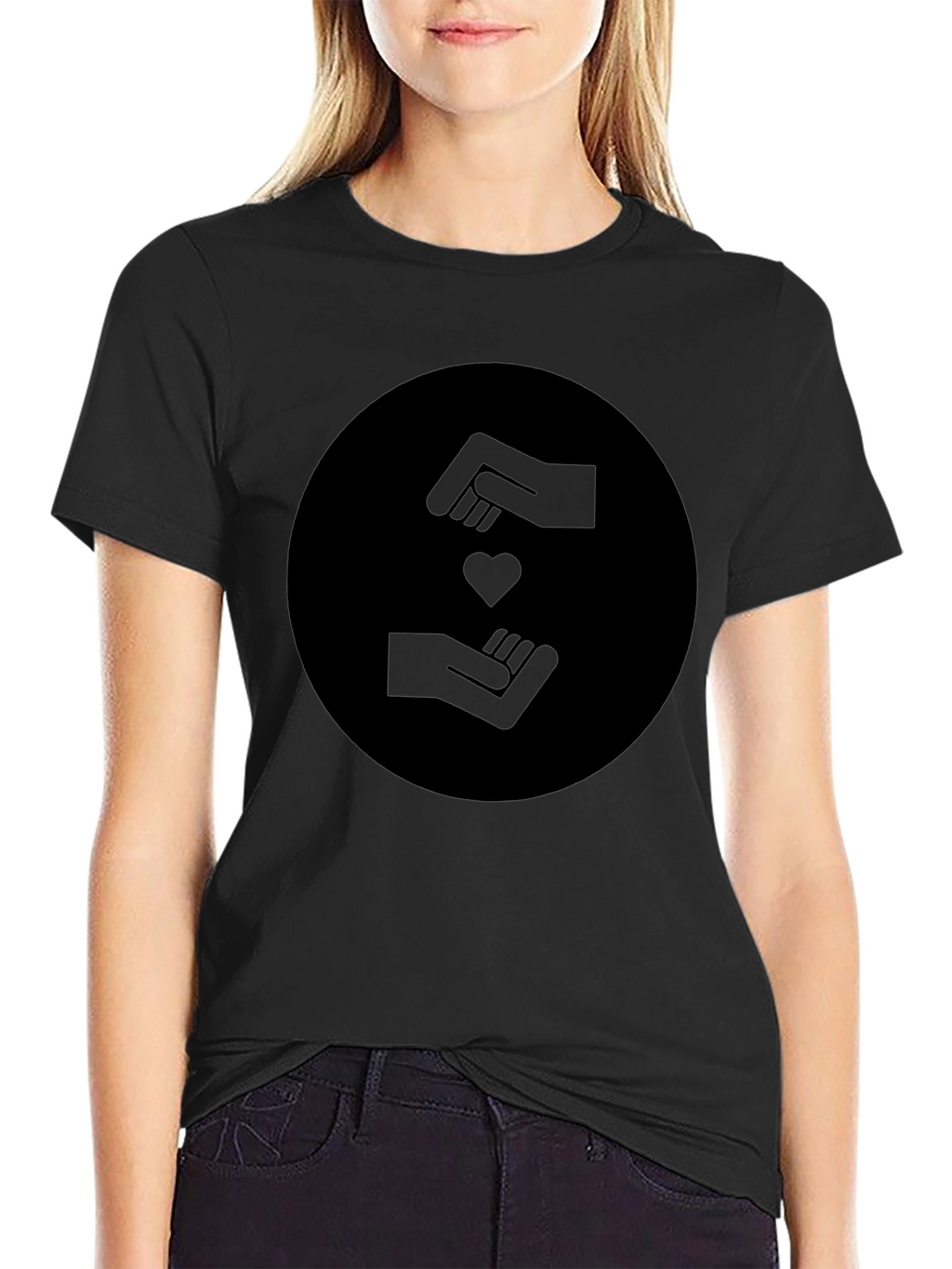 Heart Hands Graphic Black T-Shirt