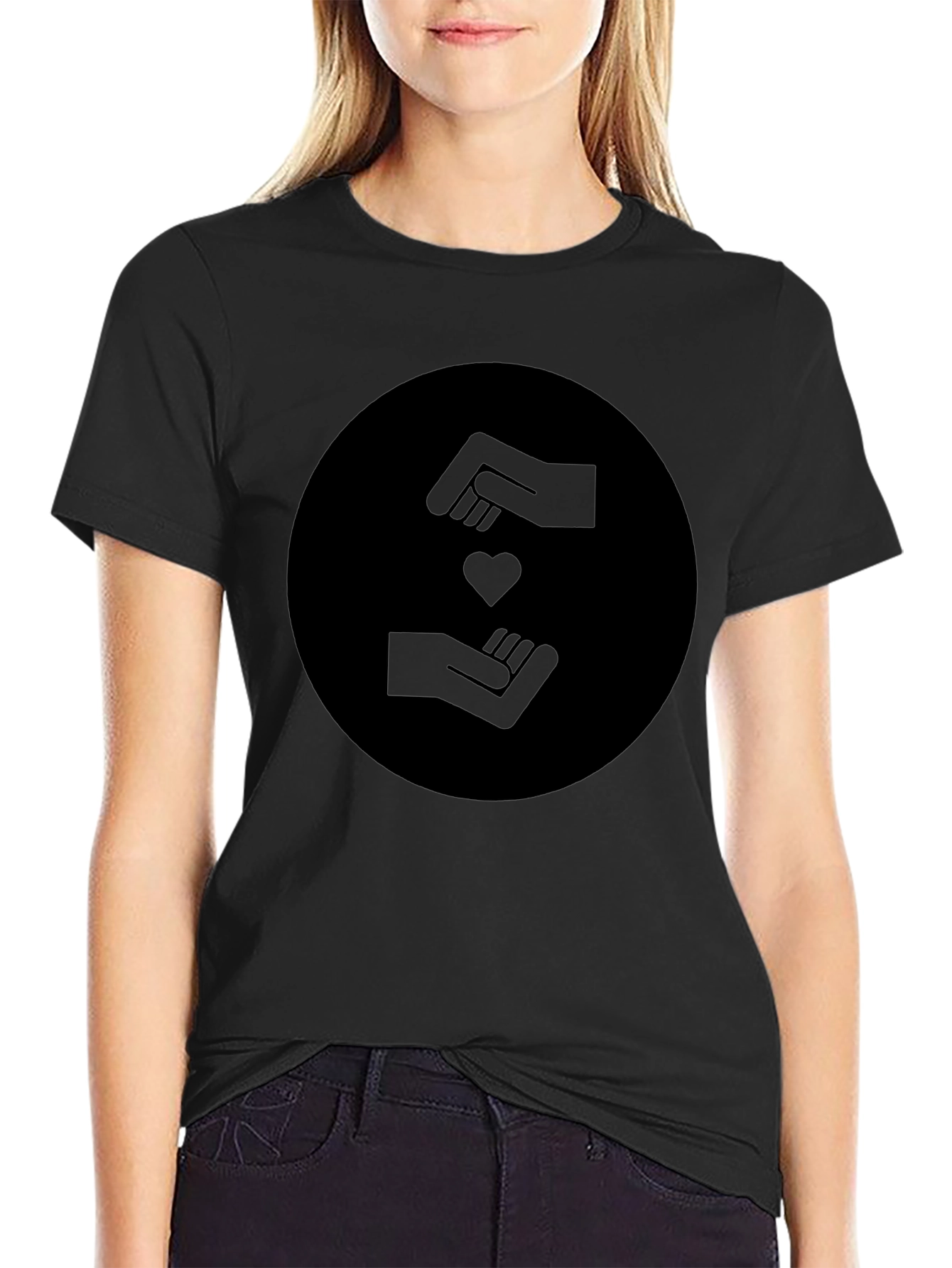 Heart Hands Graphic Black T-Shirt