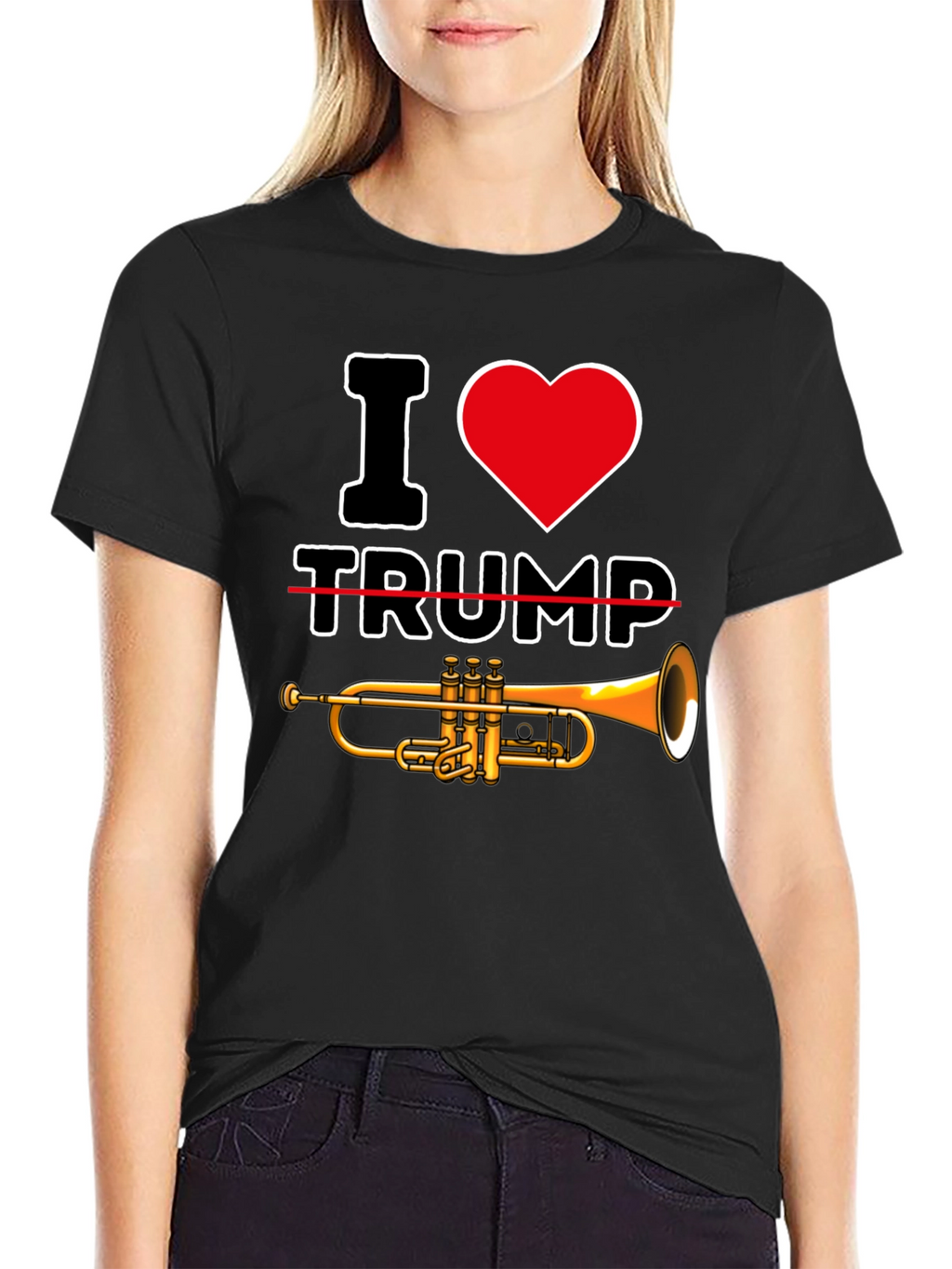I Heart Trump-et Black Graphic Tee