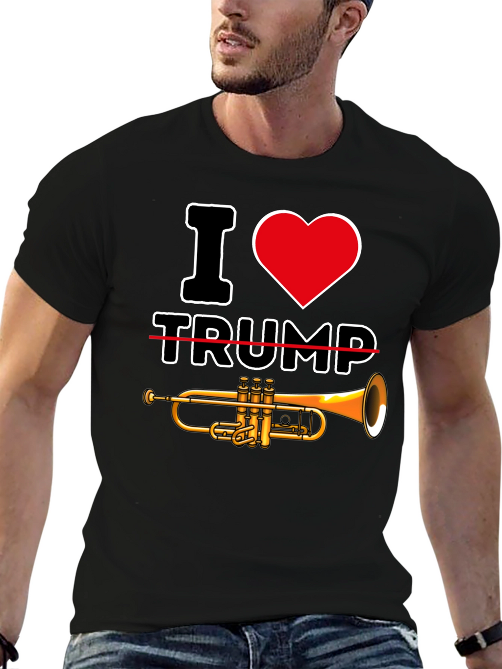 I Heart Trump-et Black Graphic Tee