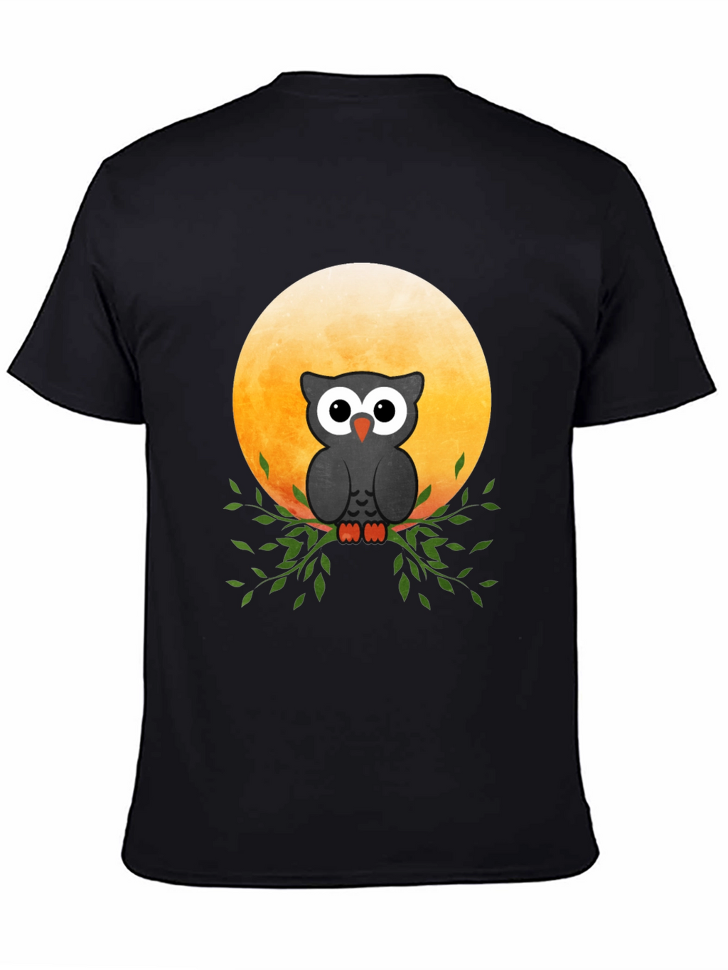 Owl on the Moon Graphic Tee - Black