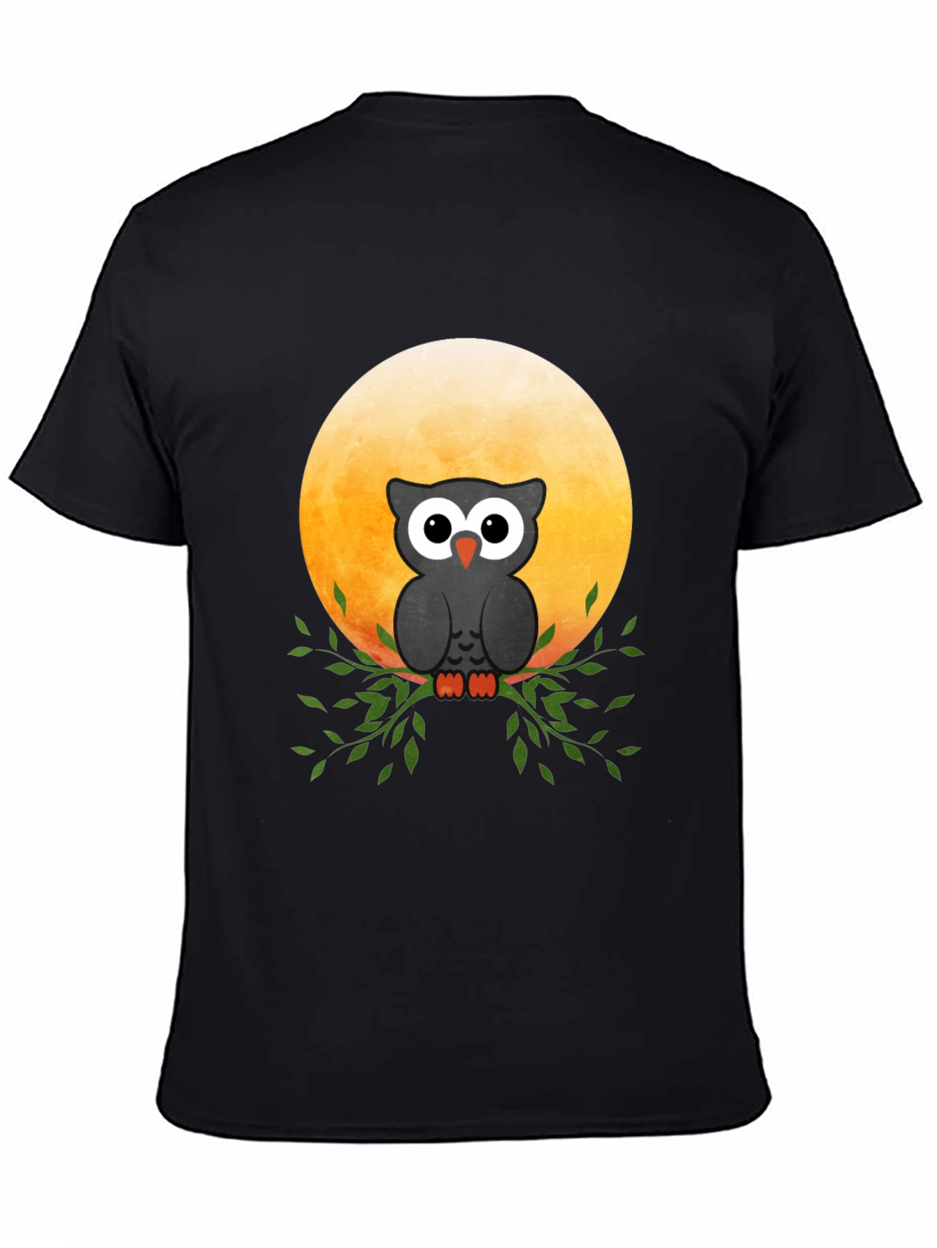 Owl on the Moon Graphic Tee - Black