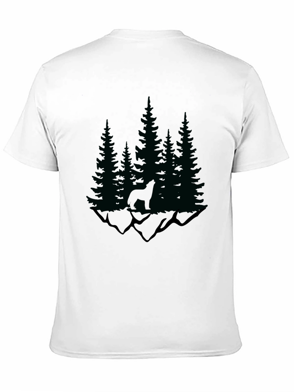 Nature Wolf Graphic Tee - Black Cotton Blend T-Shirt