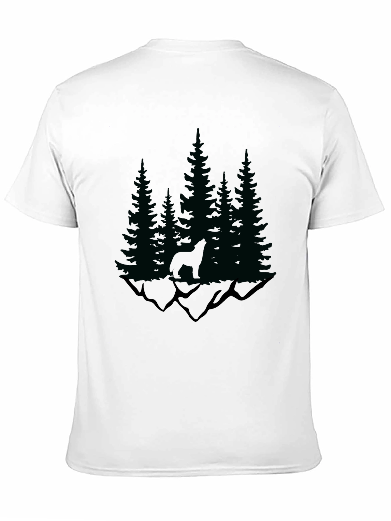 Nature Wolf Graphic Tee - Black Cotton Blend T-Shirt