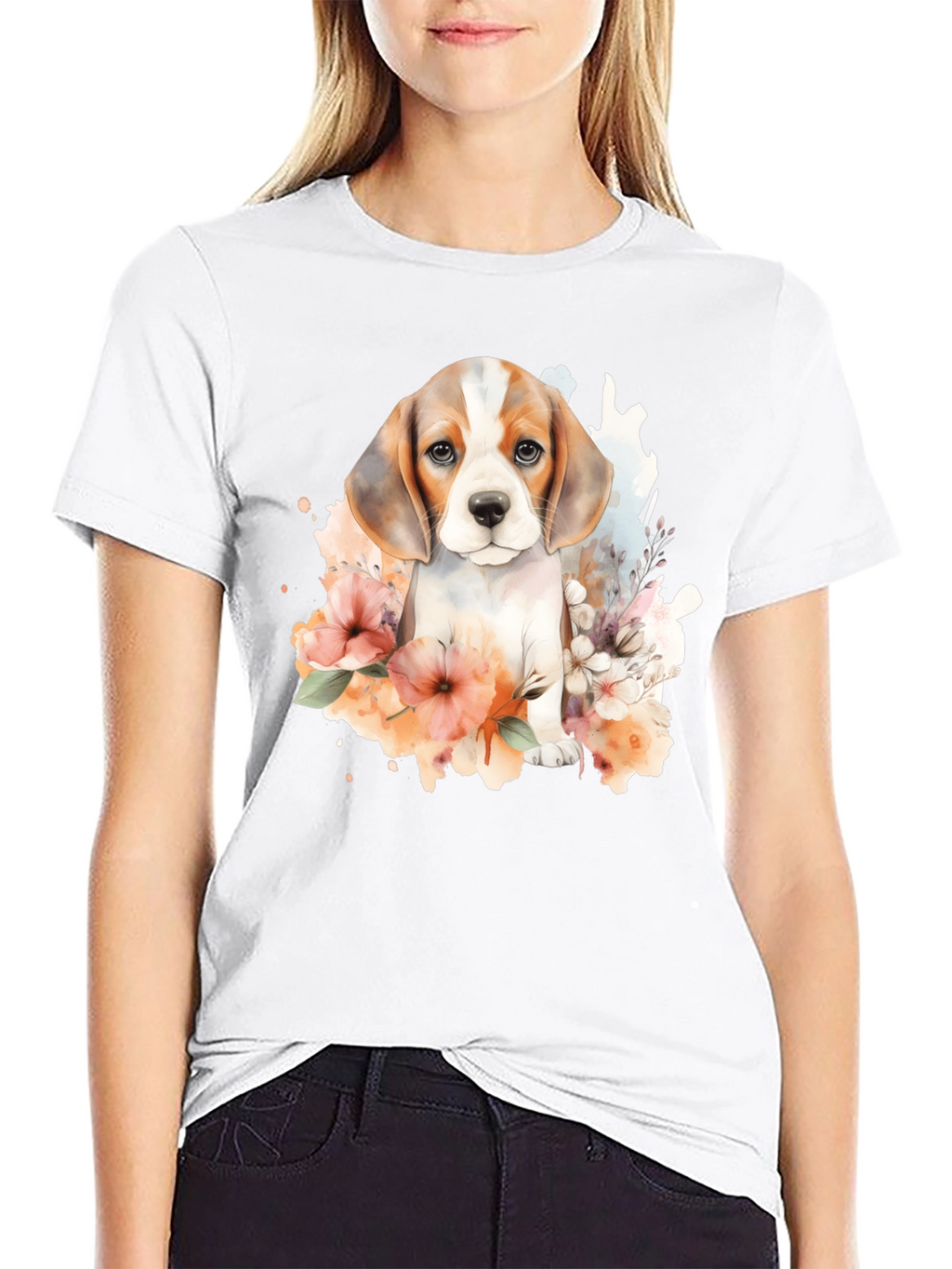 Beagle Puppy Floral T-Shirt
