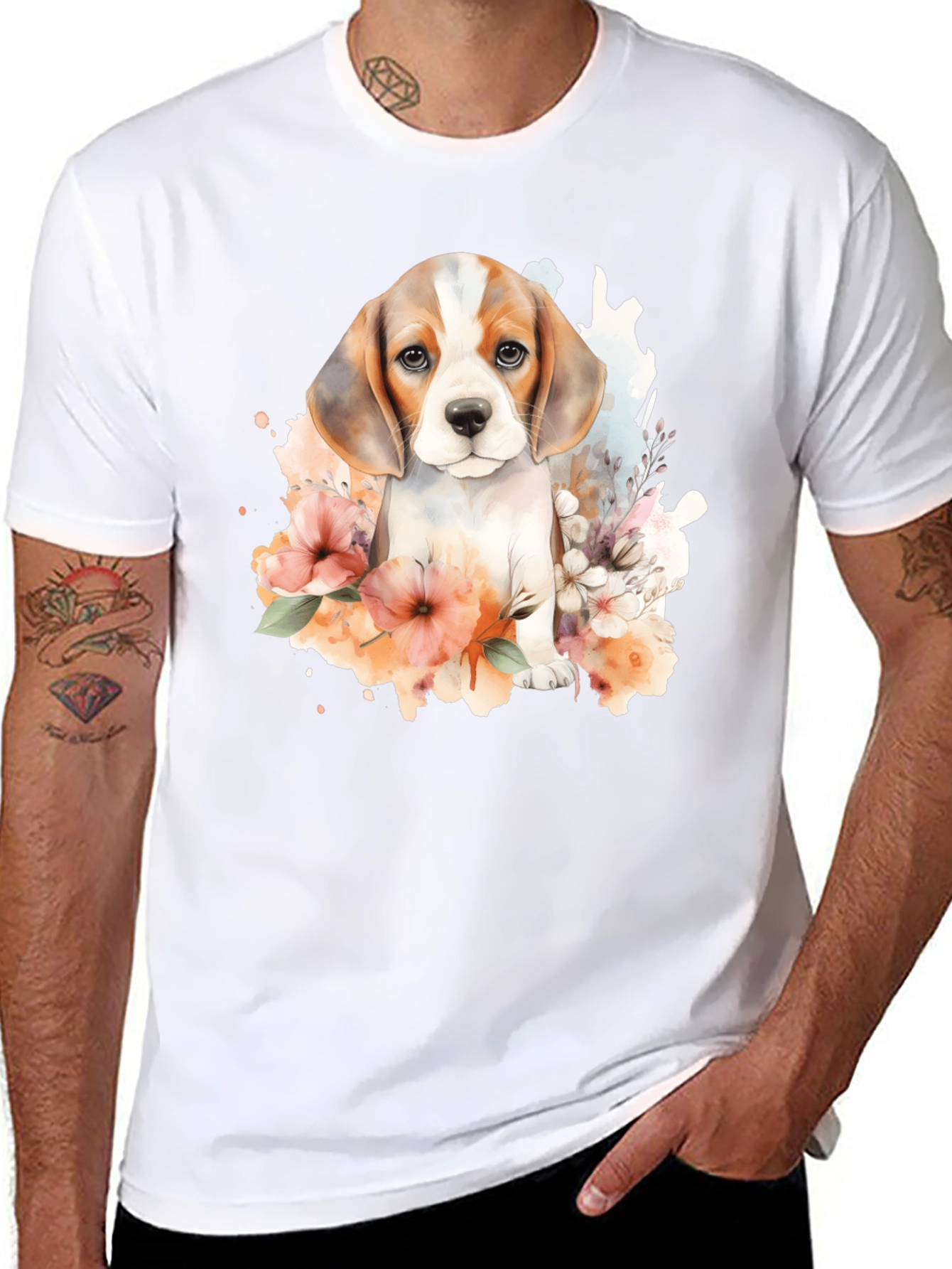 Beagle Puppy Floral T-Shirt