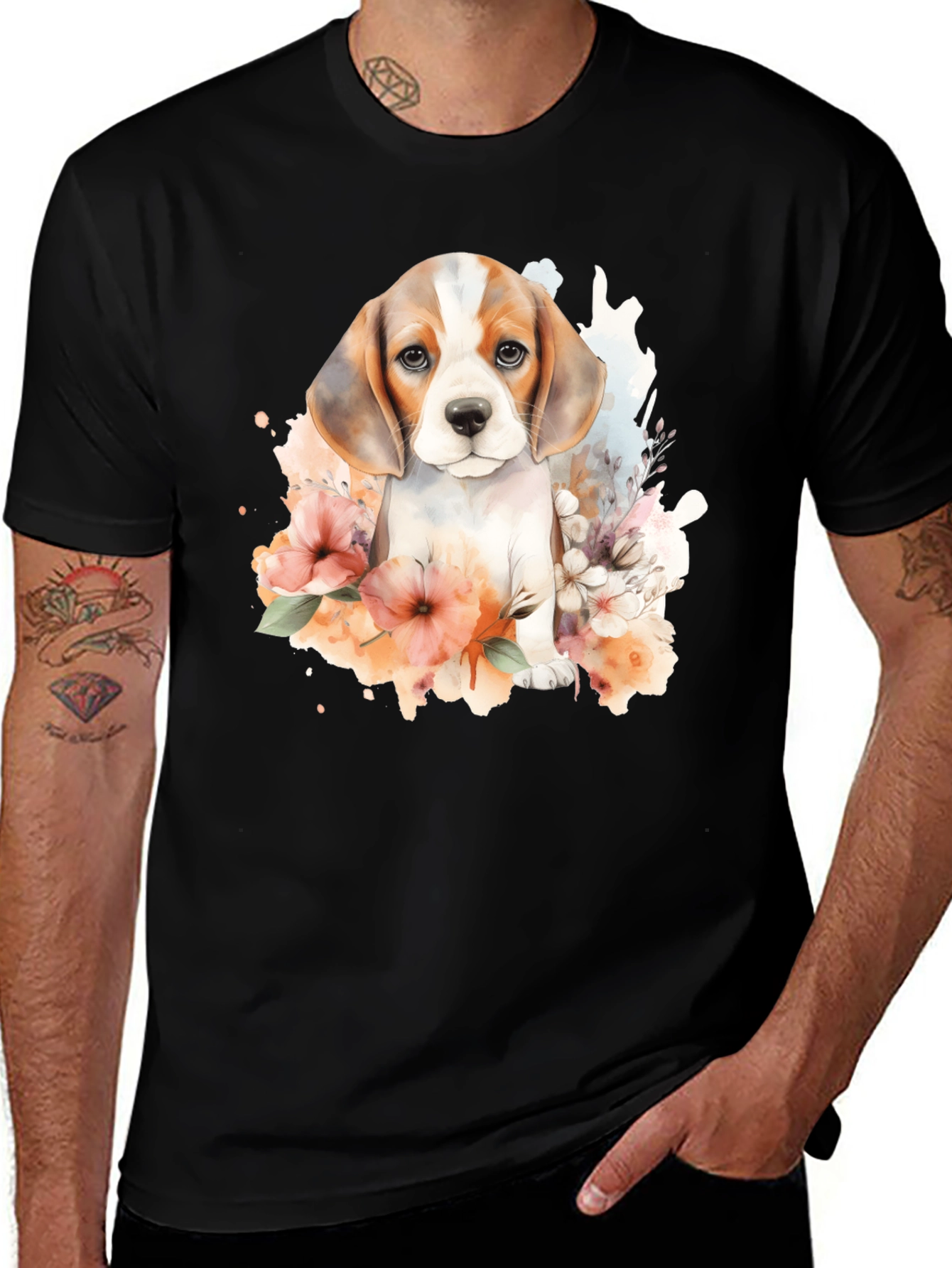 Beagle Puppy Floral T-Shirt