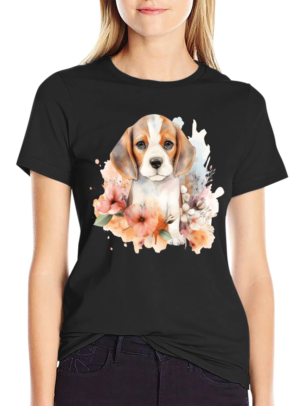 Beagle Puppy Floral T-Shirt