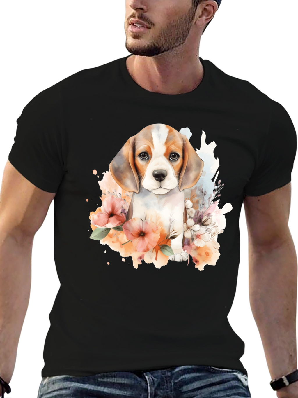 Beagle Puppy Floral T-Shirt